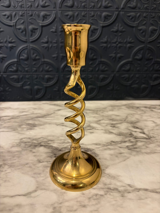 Brass Open Spiral Candle Holder 7.25"