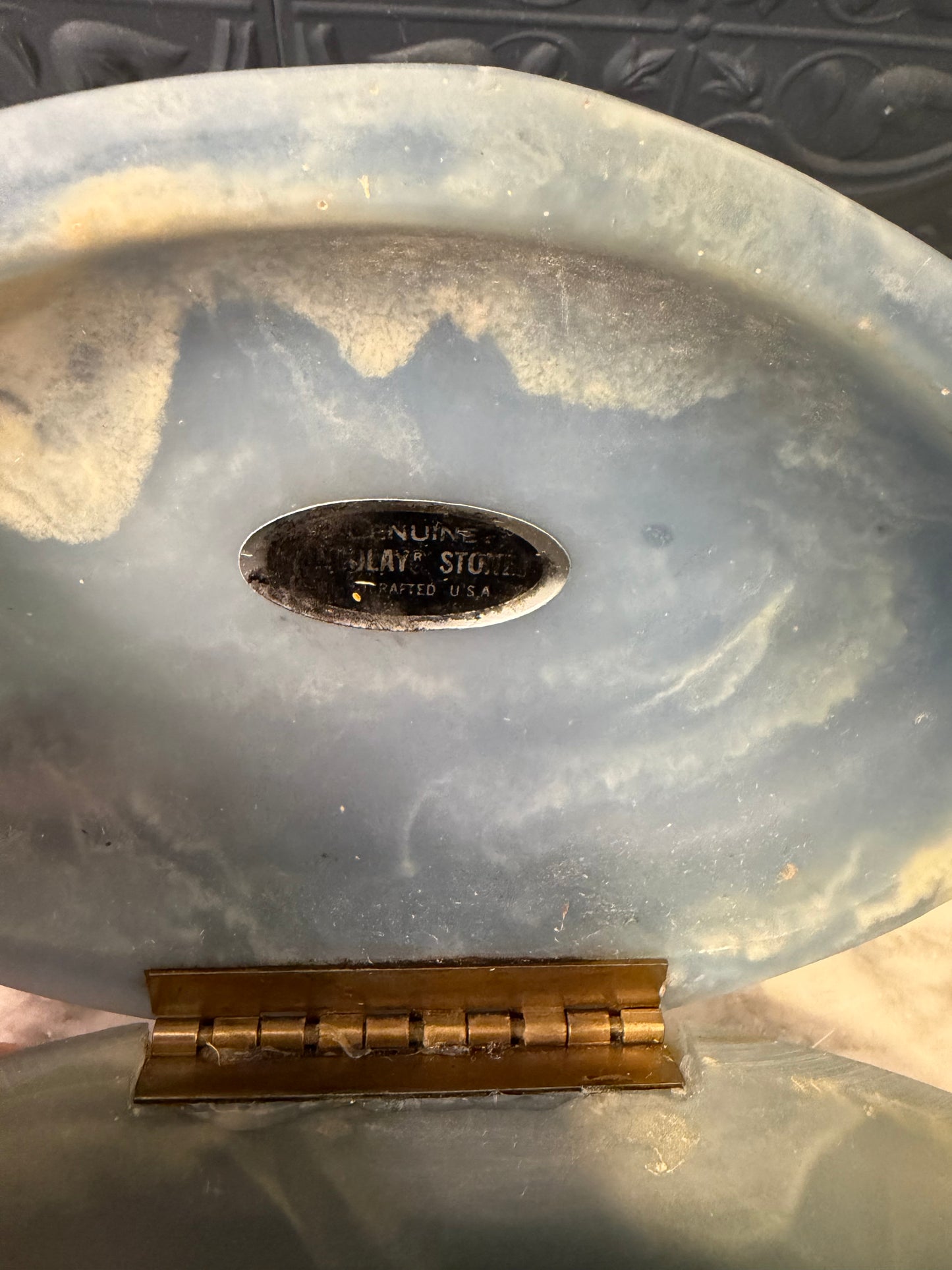 Incolay Blue and White Stone Trinket Dish