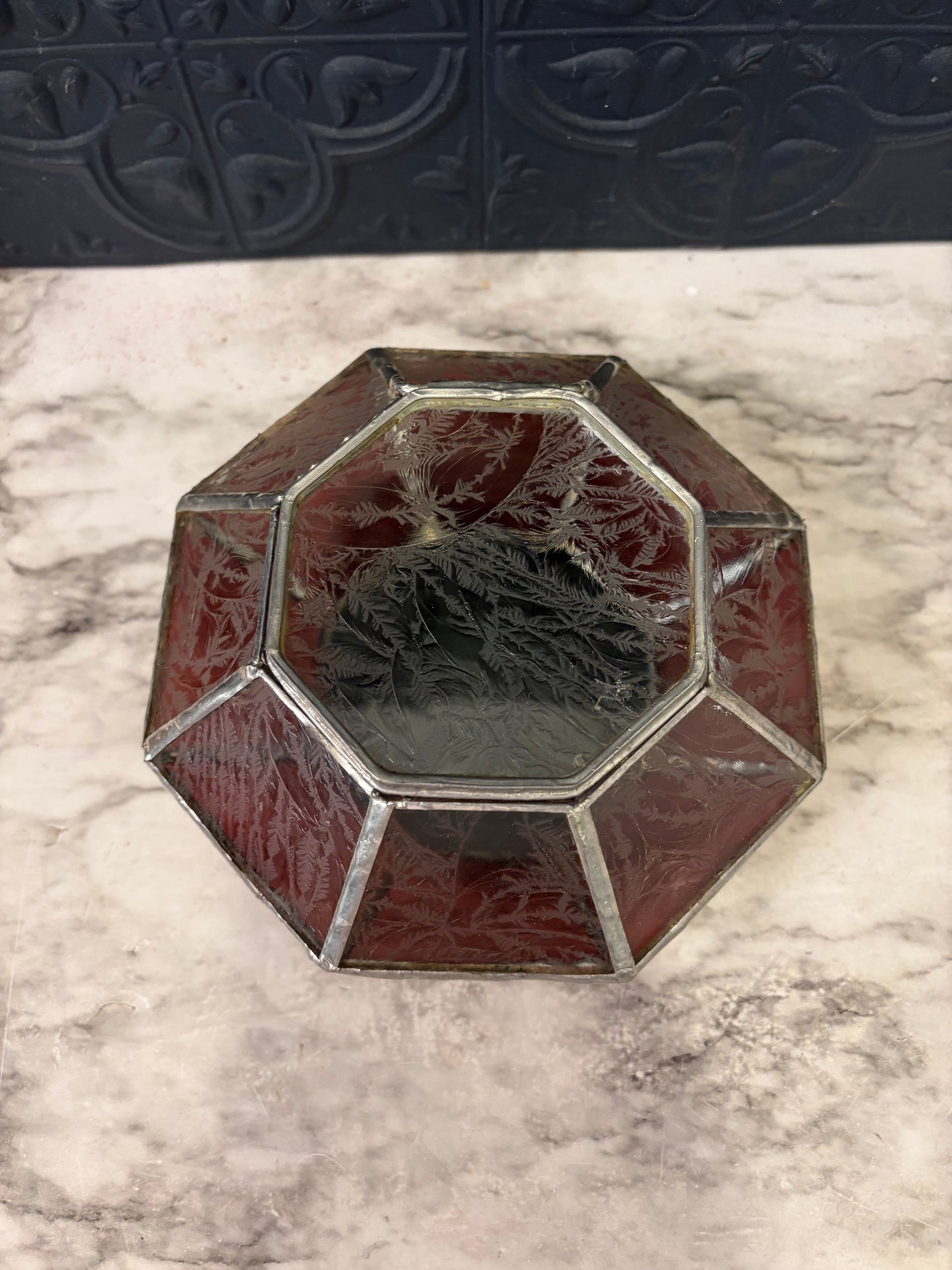 Purple Glass Octagon Jewelry Box