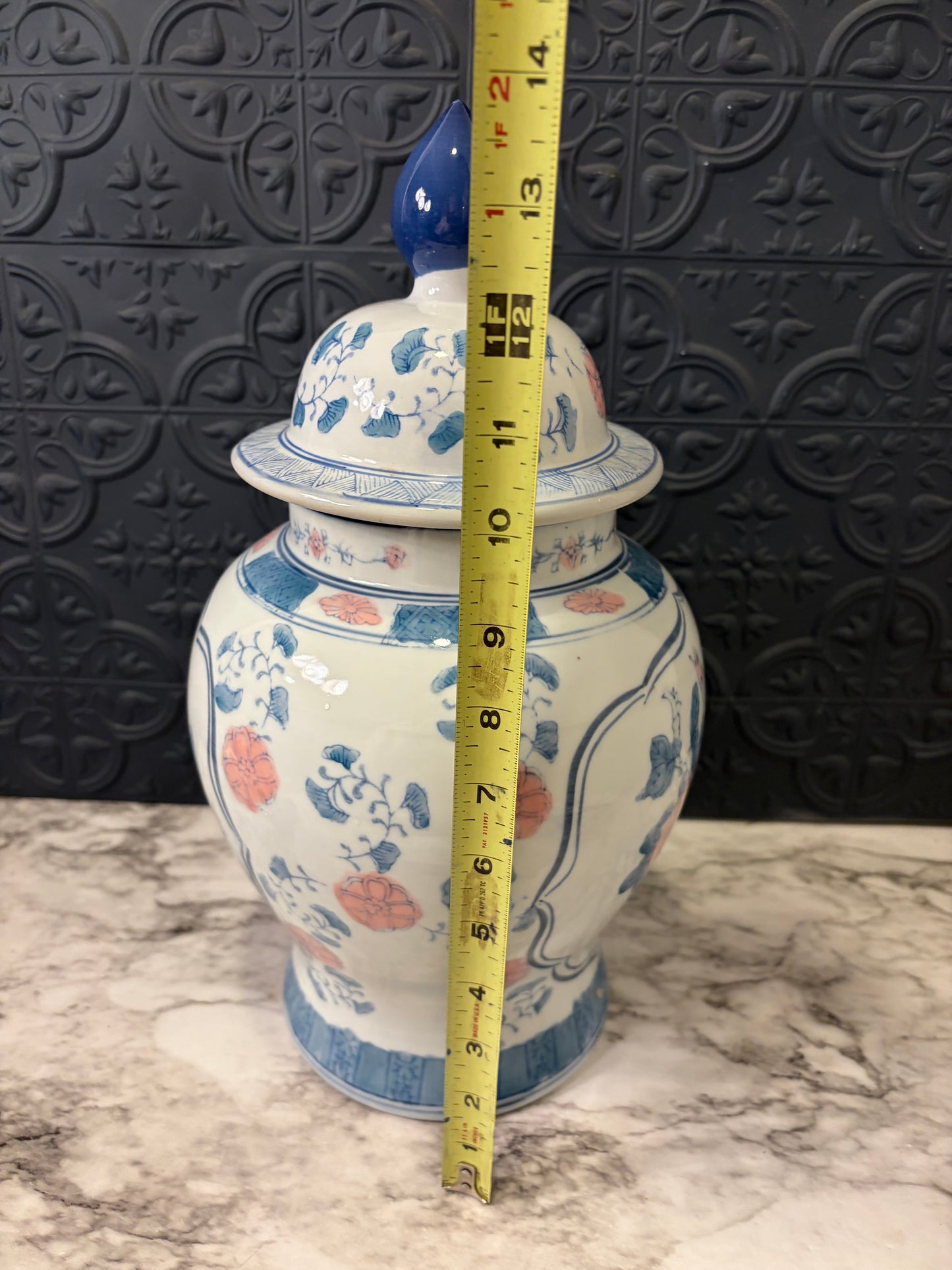 Pink and Blue Ginger Jar 14"