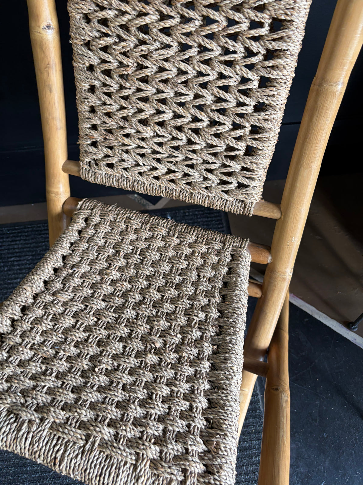 Vintage Bamboo Folding Chair Set of 2