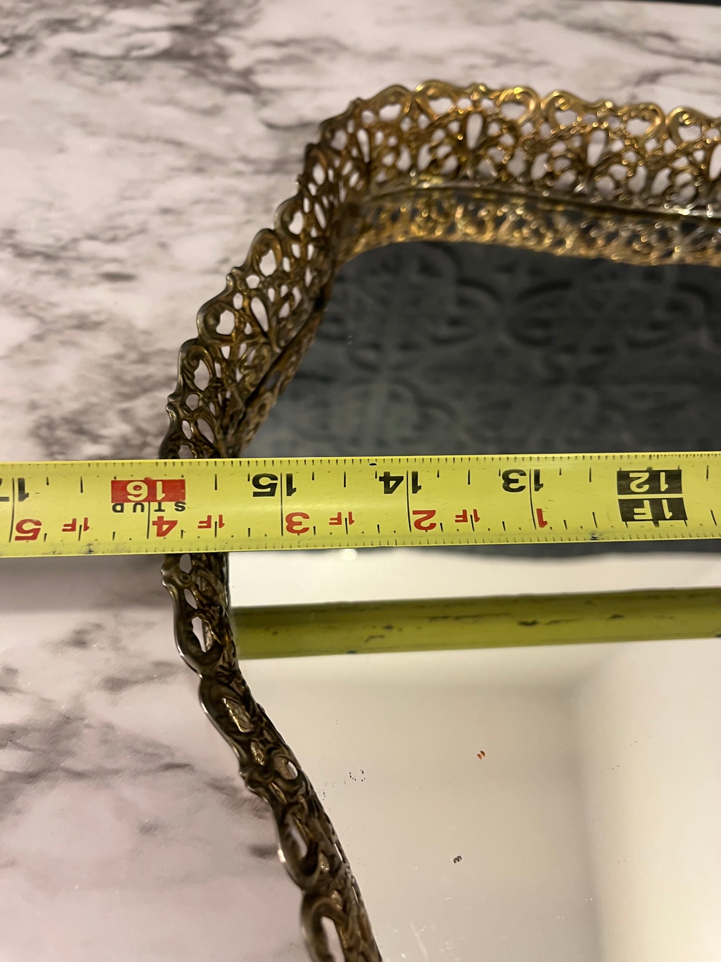 Rounded Rectangular Mirror Tray 16"