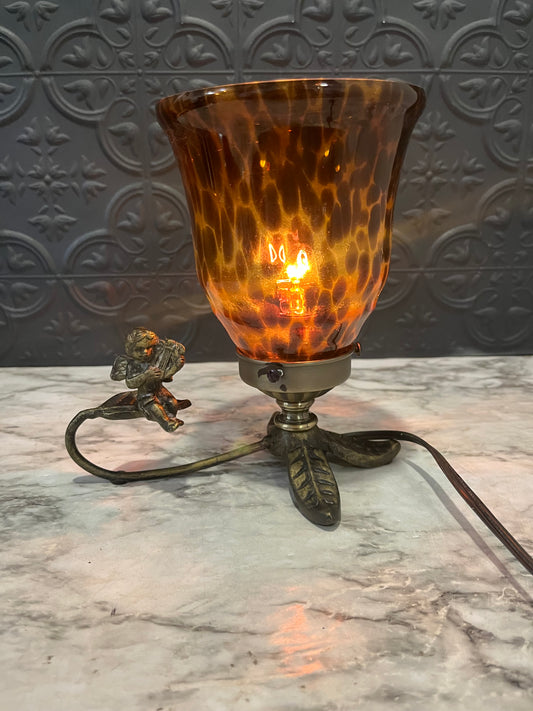 Cherub Light with Tortoise Shell Glass shade