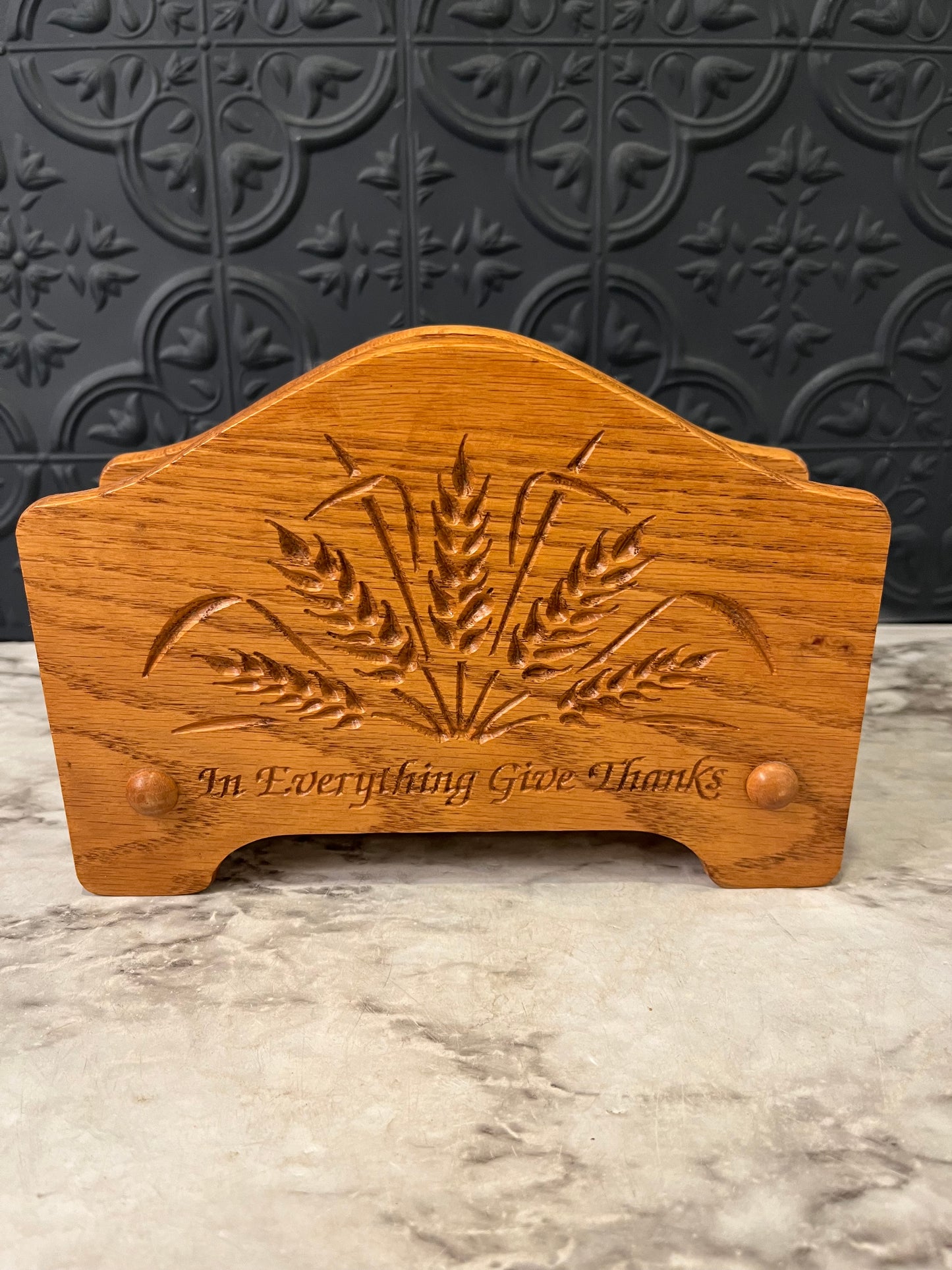 Wood Napkin Holder Give thanks