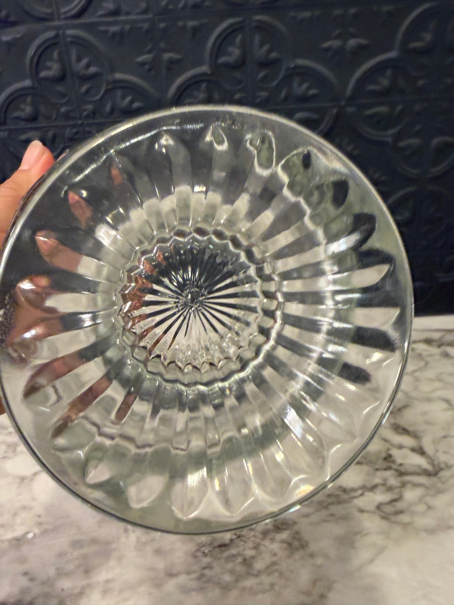 Homco Glass Cubist Pedestal Bowl
