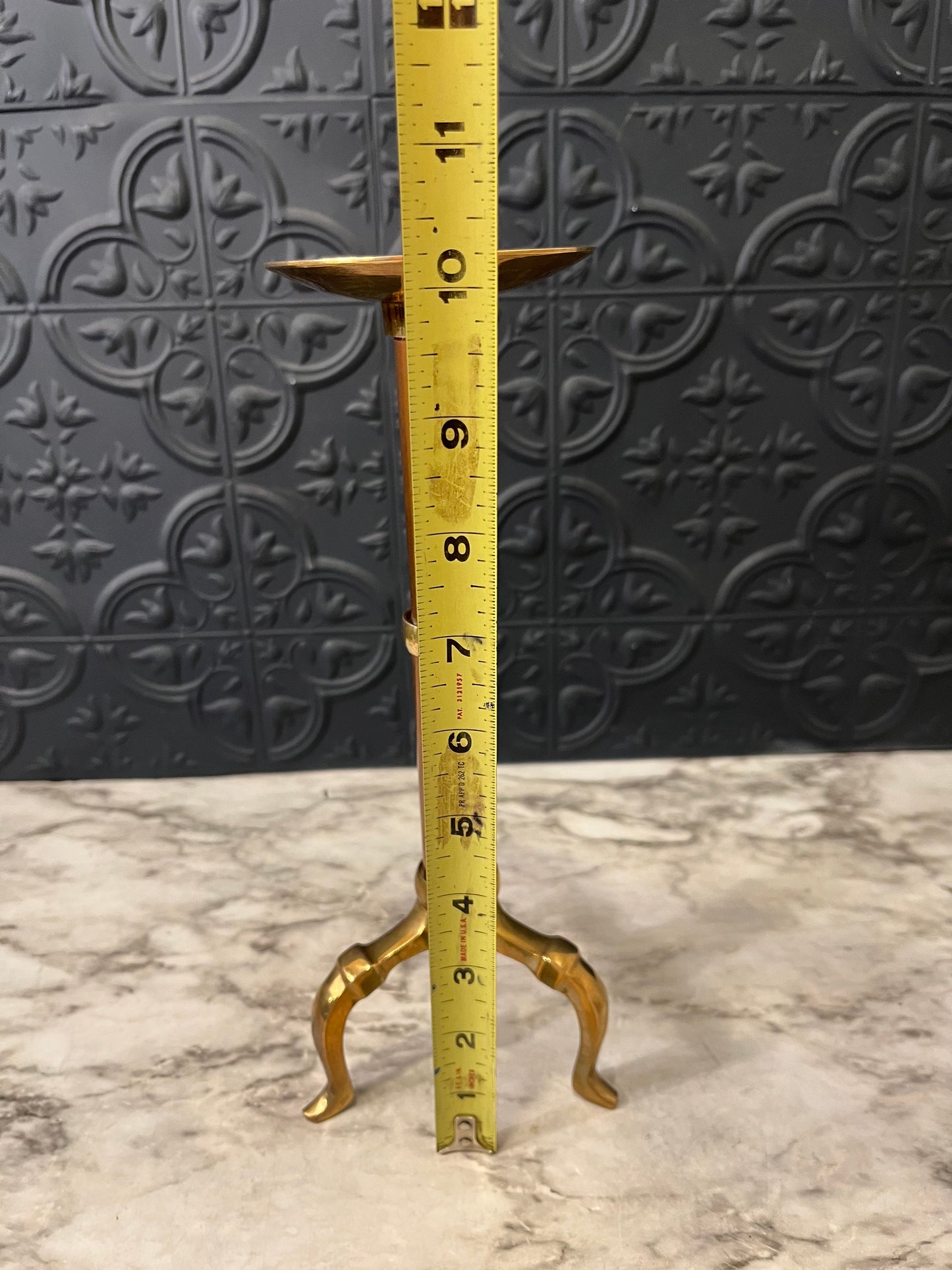 Copper and Brass Tripod Pillar Holder