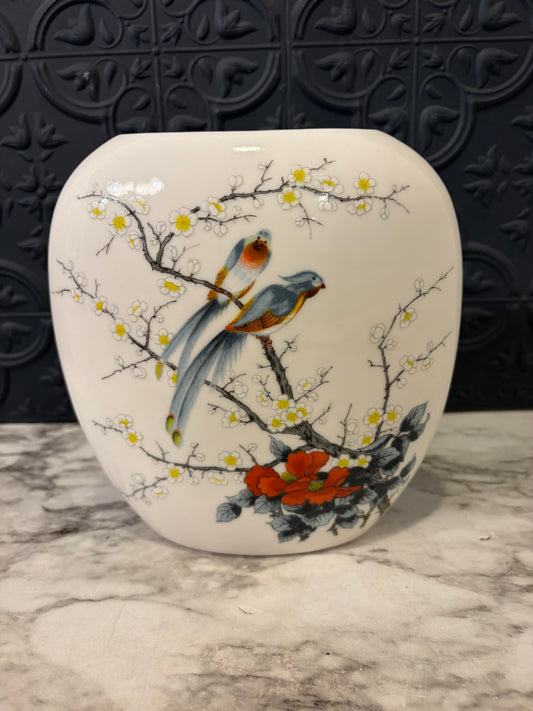 Jay Fine China Japanese Vase with Blue and yellow birds