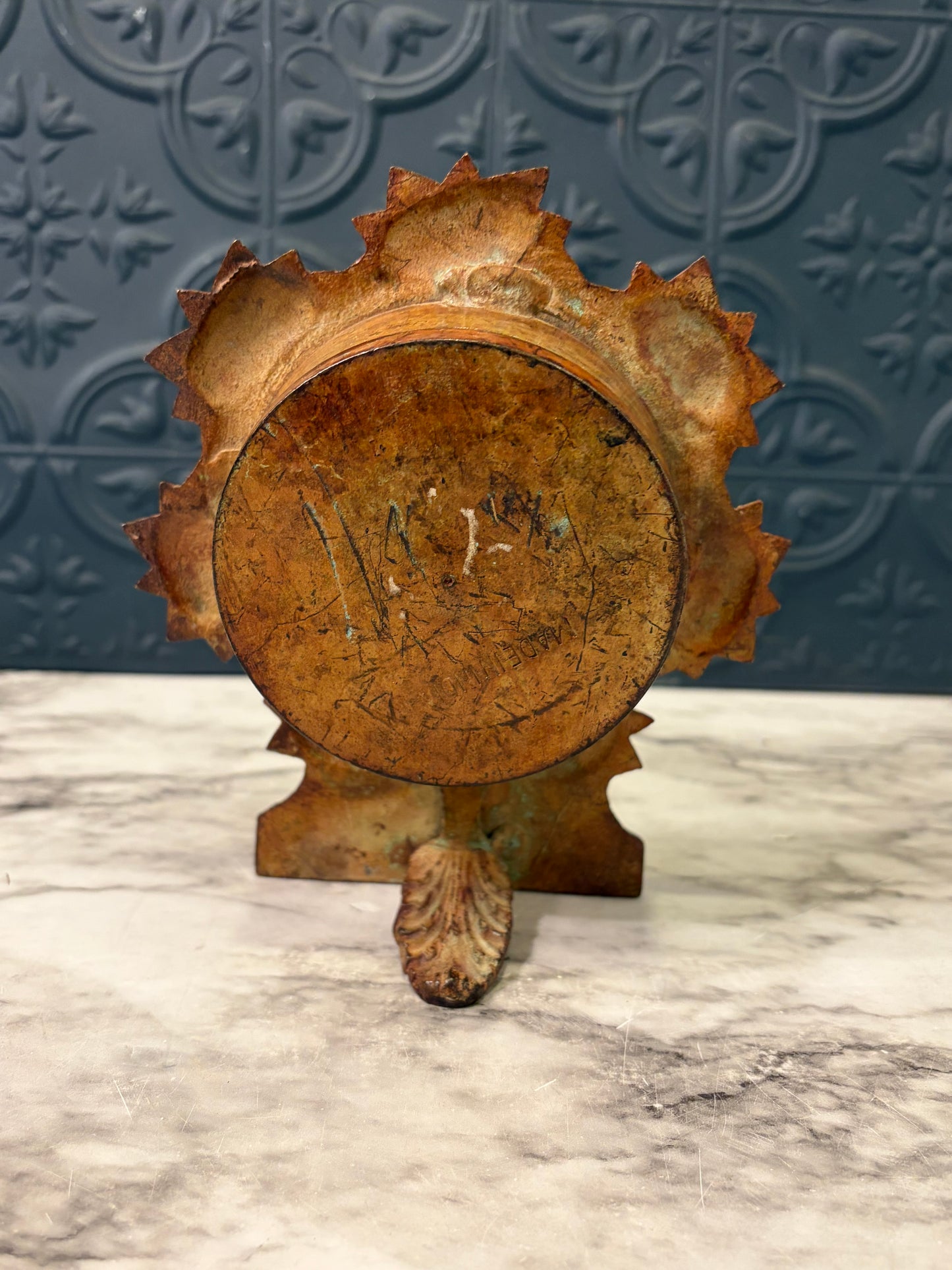 Decorative Metal Mantle Clock with Leaf decor
