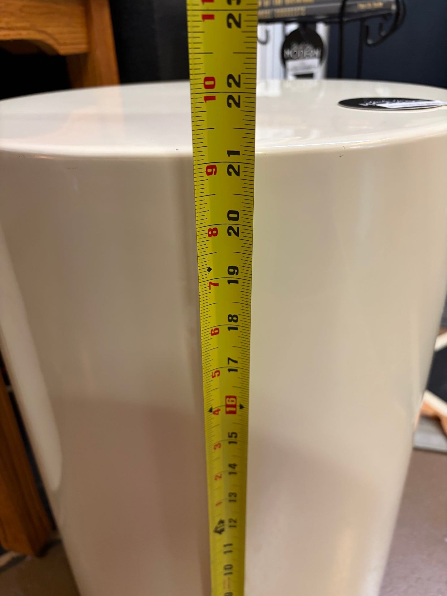 Round Cream Laminate Side Table