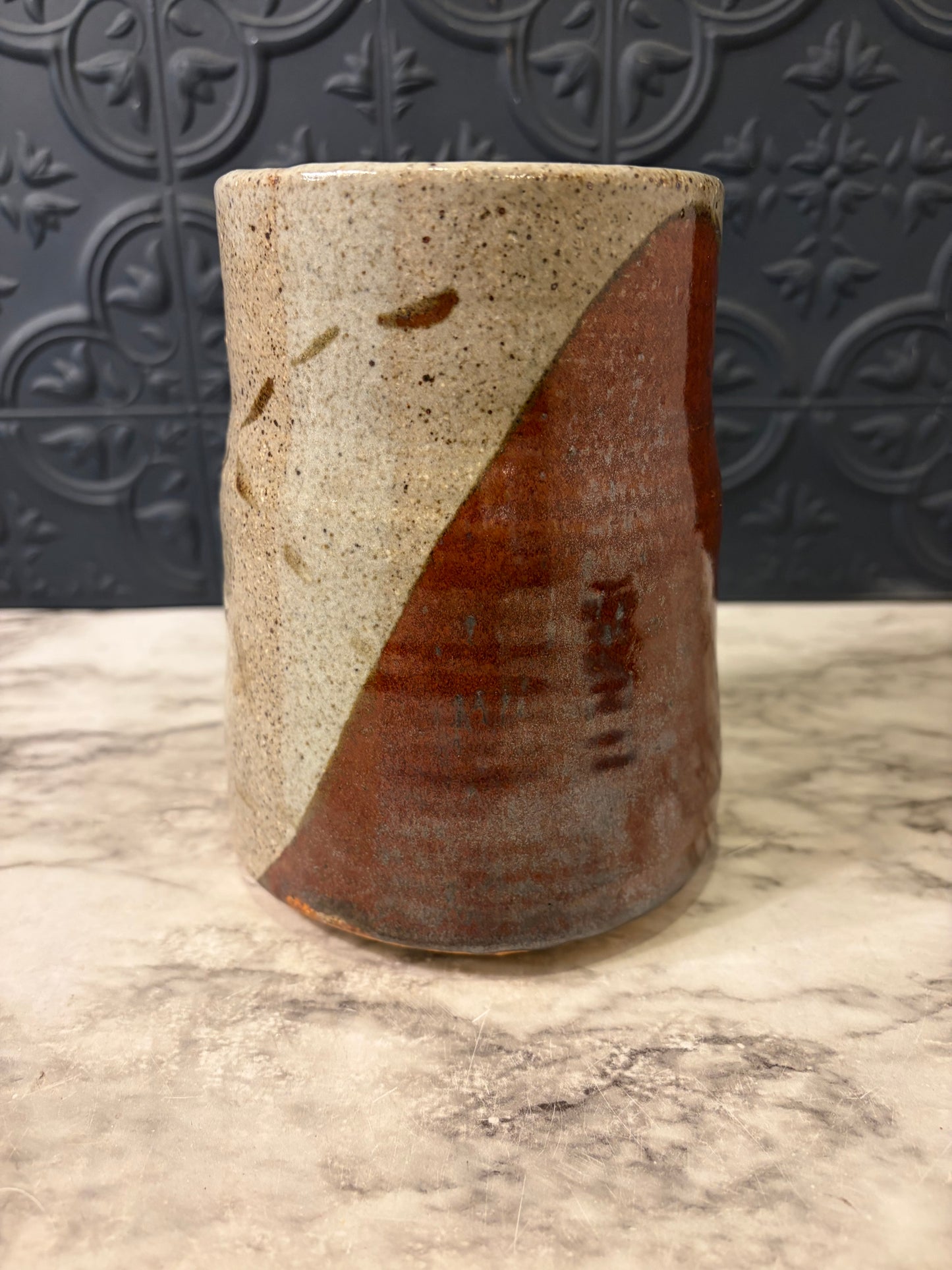Studio Pottery Two Tone Brown and Tan