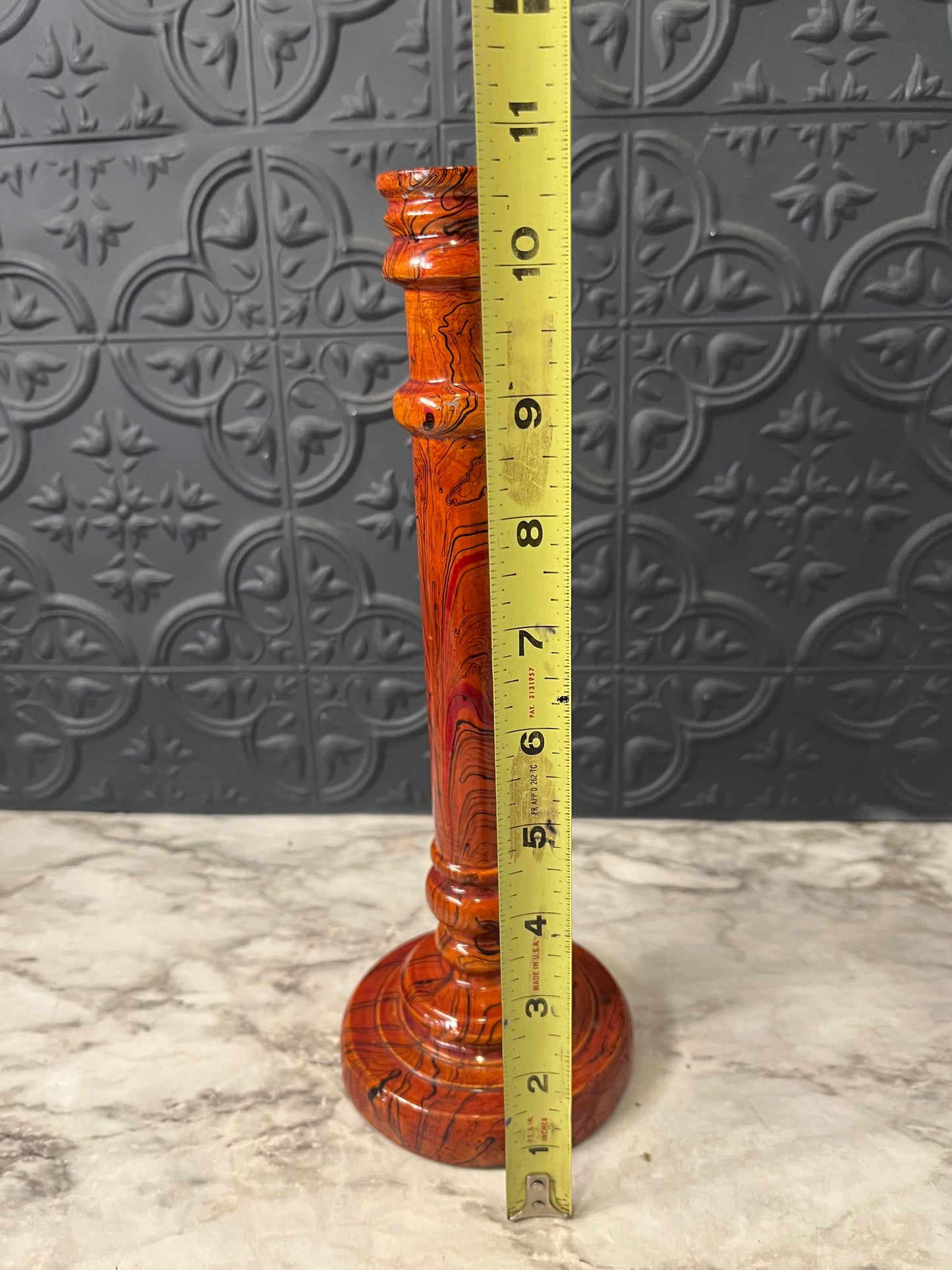 Marbled Wood Candle Holder