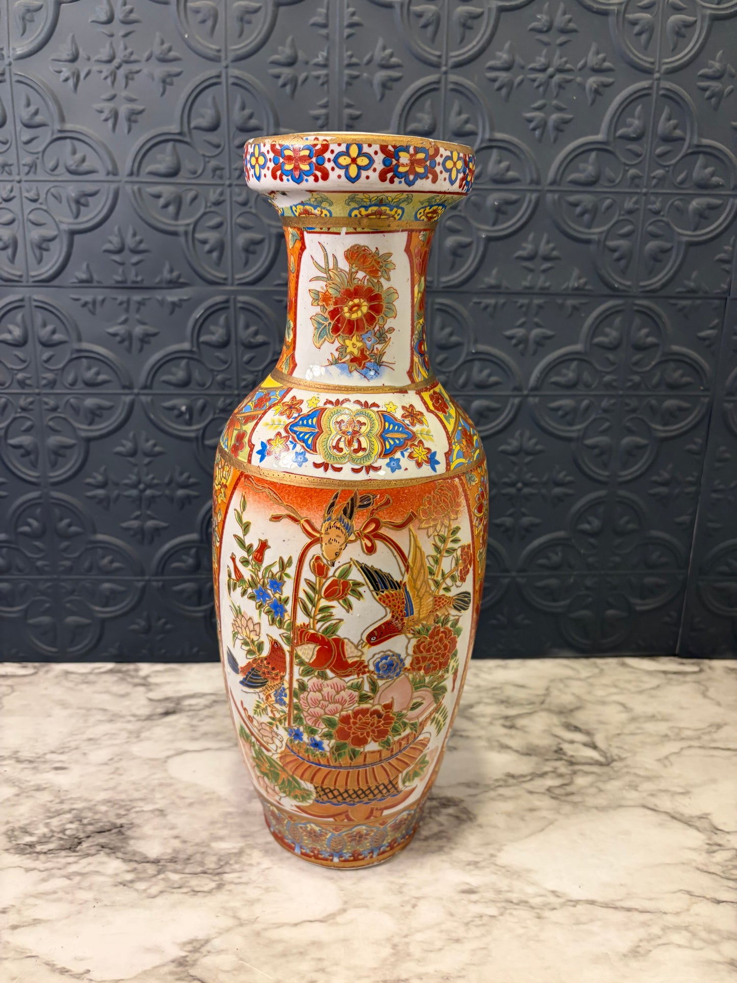 Chinese Porcelain Vase Orange and Red