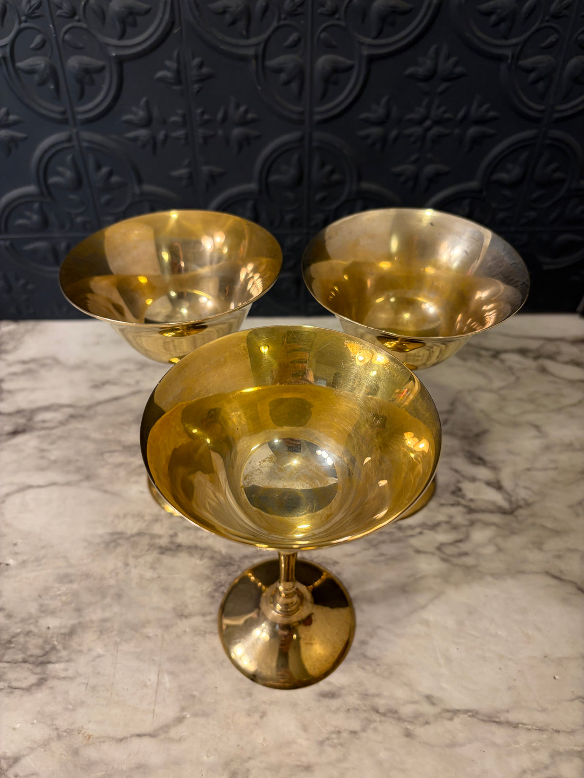 Set of 3 Brass Goblets