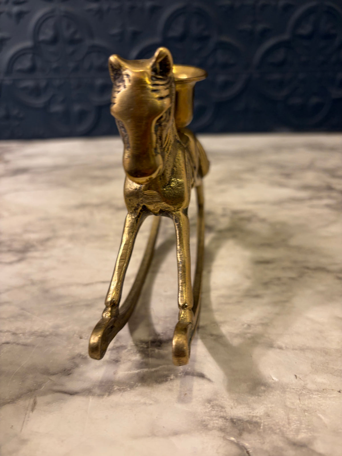 Brass Rocking Horse Candle Holder