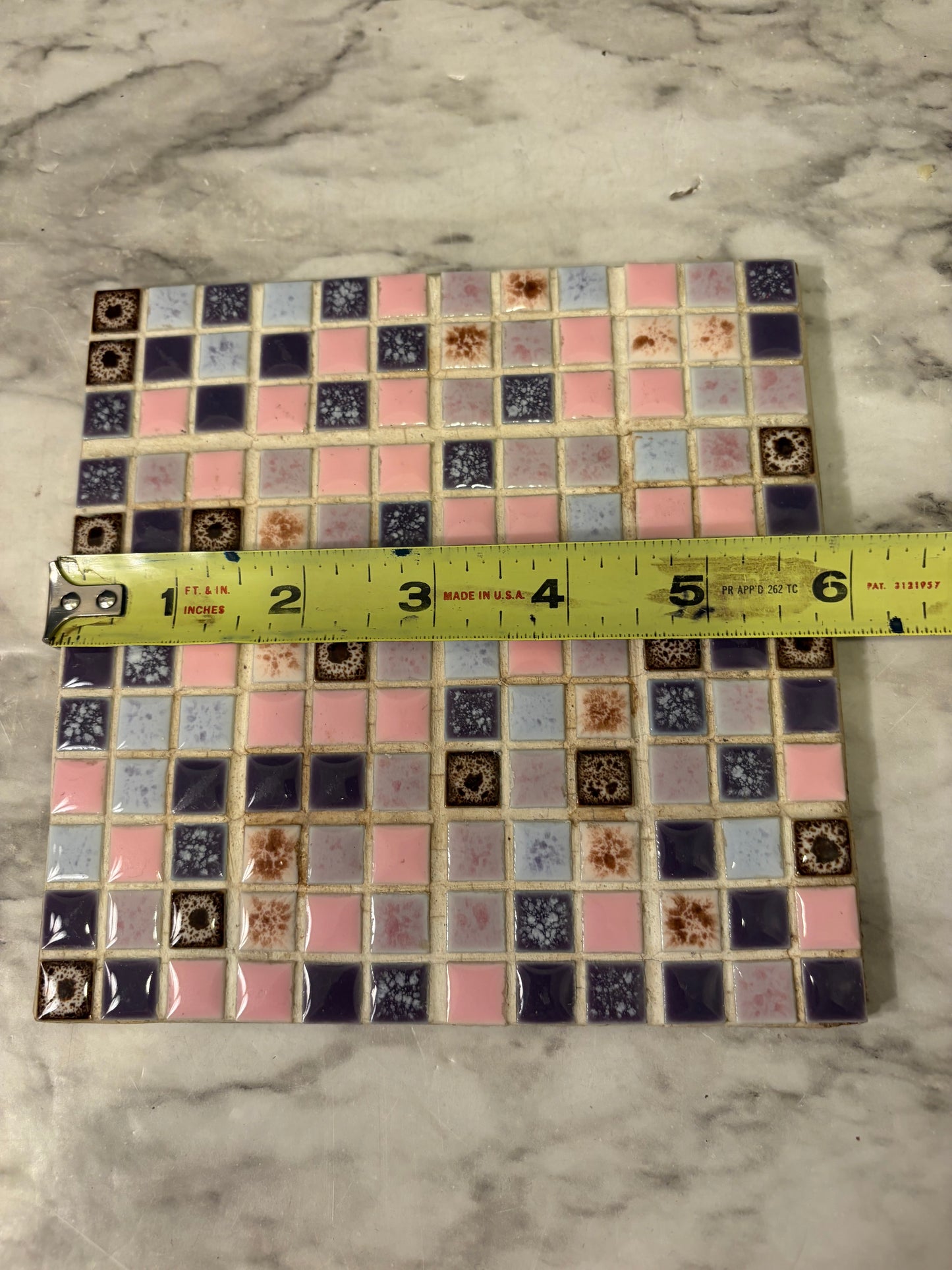 Pink and Purple Ceramic Tile Trivet