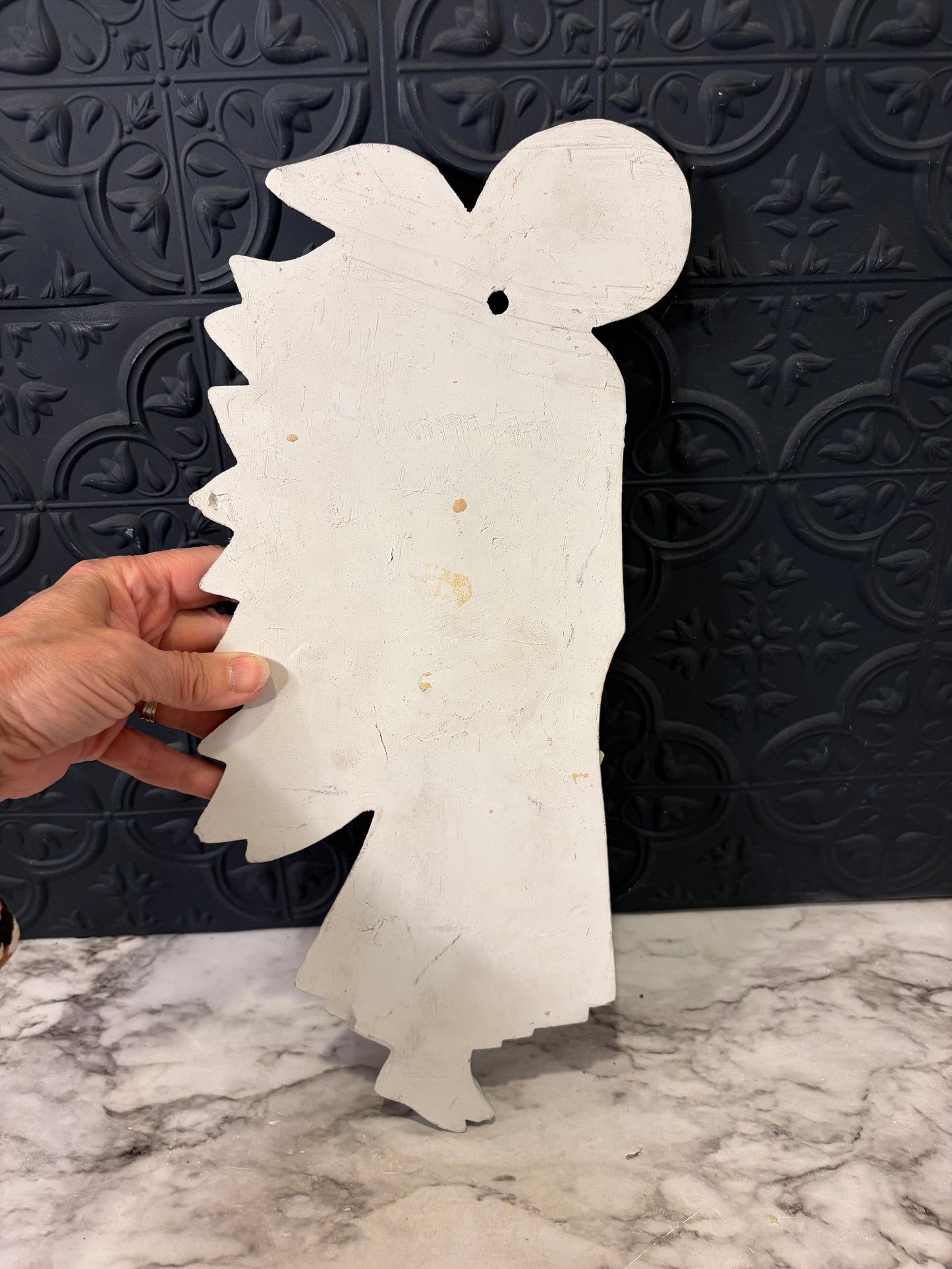Ceramic Italian Folk Art Angel Wall Hanging Blue