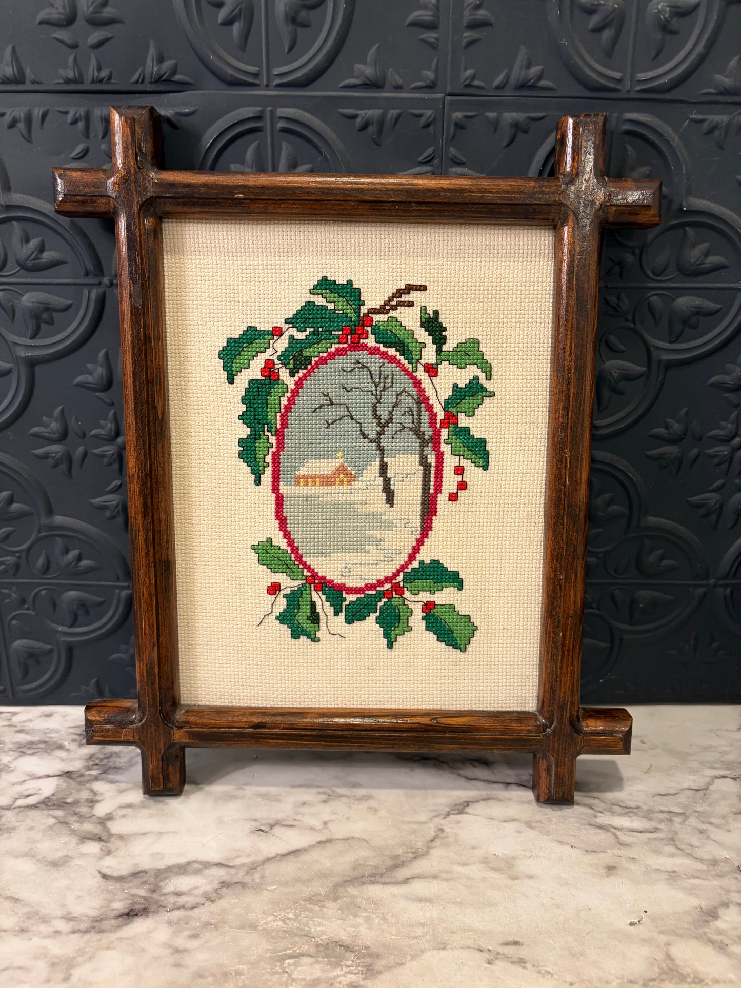 Framed Cross Stitch of Winter