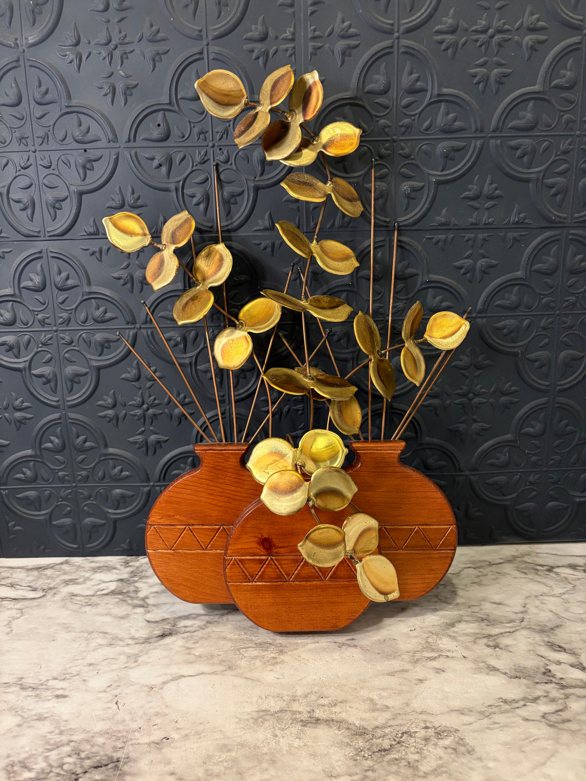 Wood and Brass Eucalyptus Decor