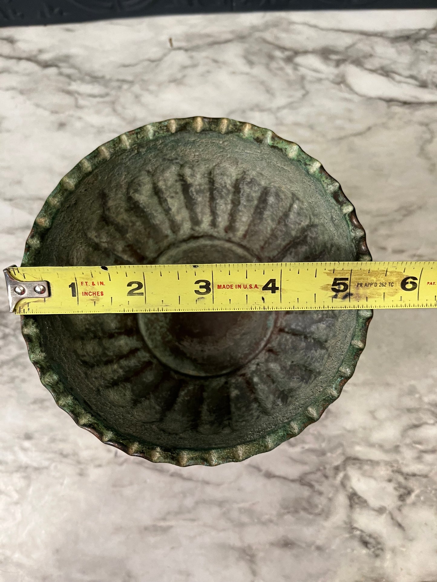 Pewter Washed Copper Bowl with Scallop Edge