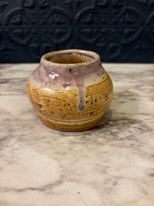 Small Yellow Pottery with Purple rim