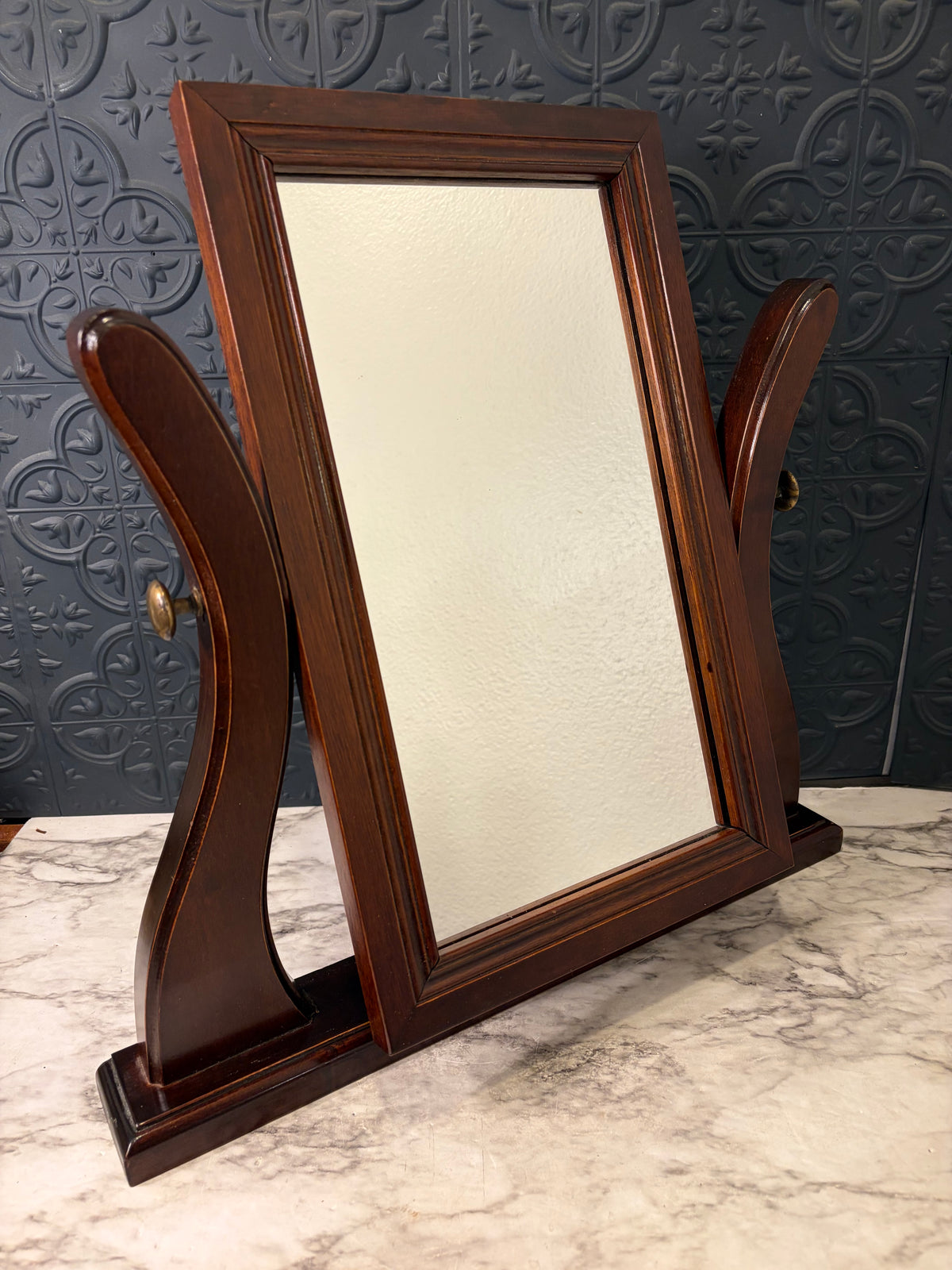 Wood Table Top Swing Mirror