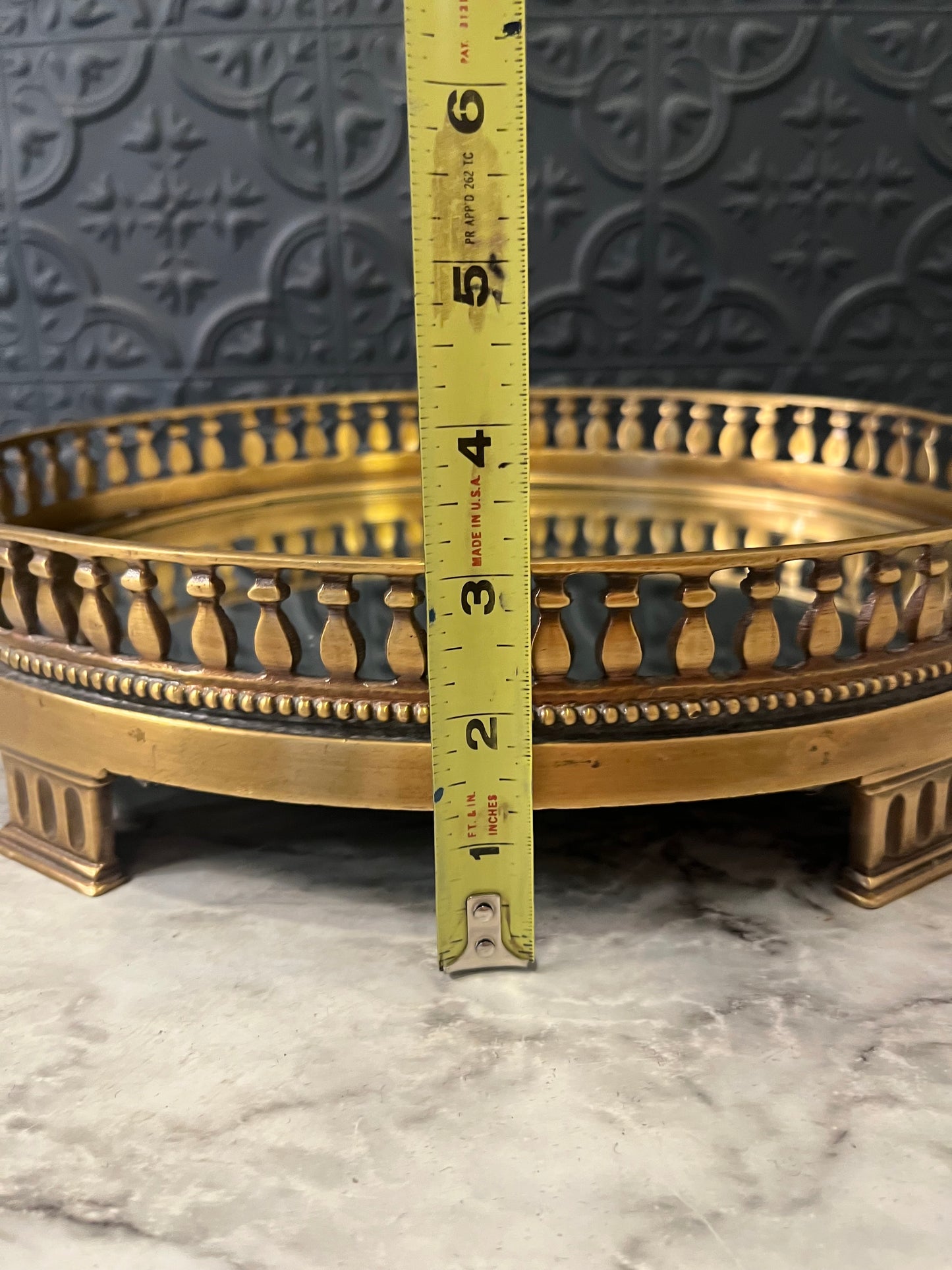 Heavy Brass and Mirror Footed Tray
