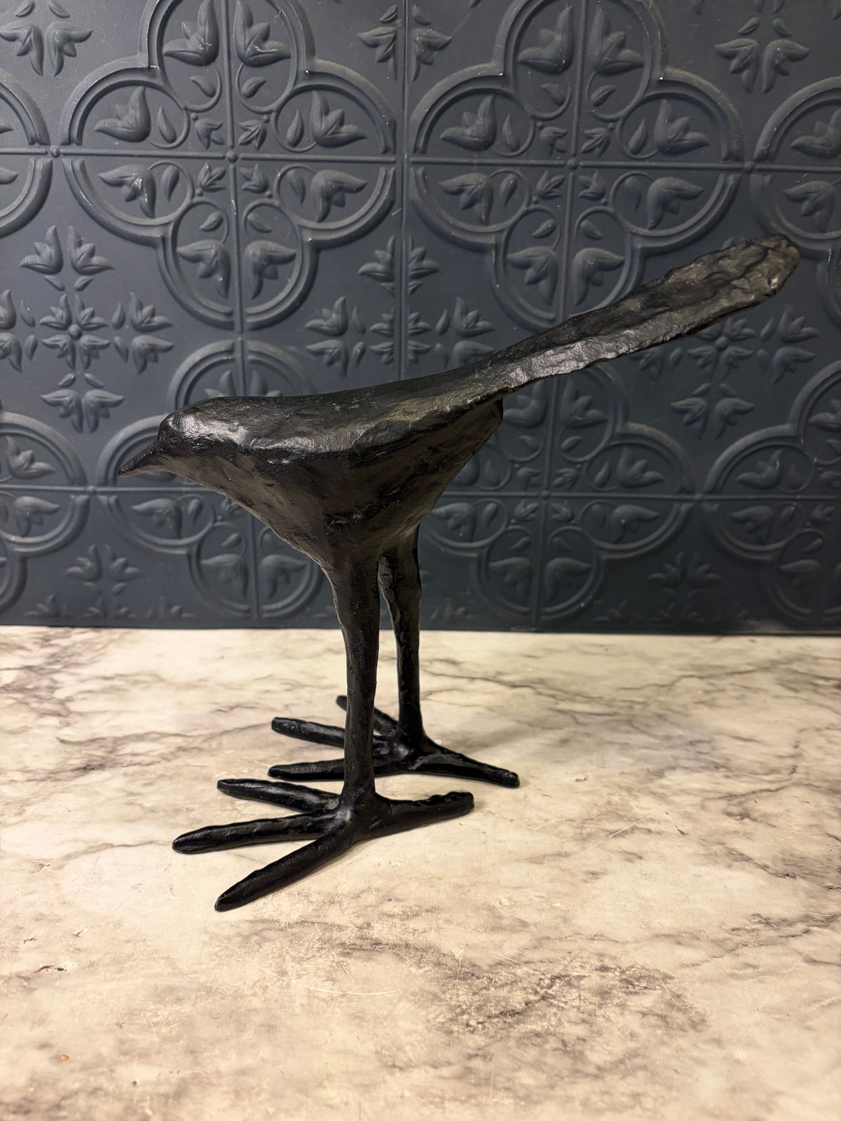 Cast Iron Black Bird with Long Legs