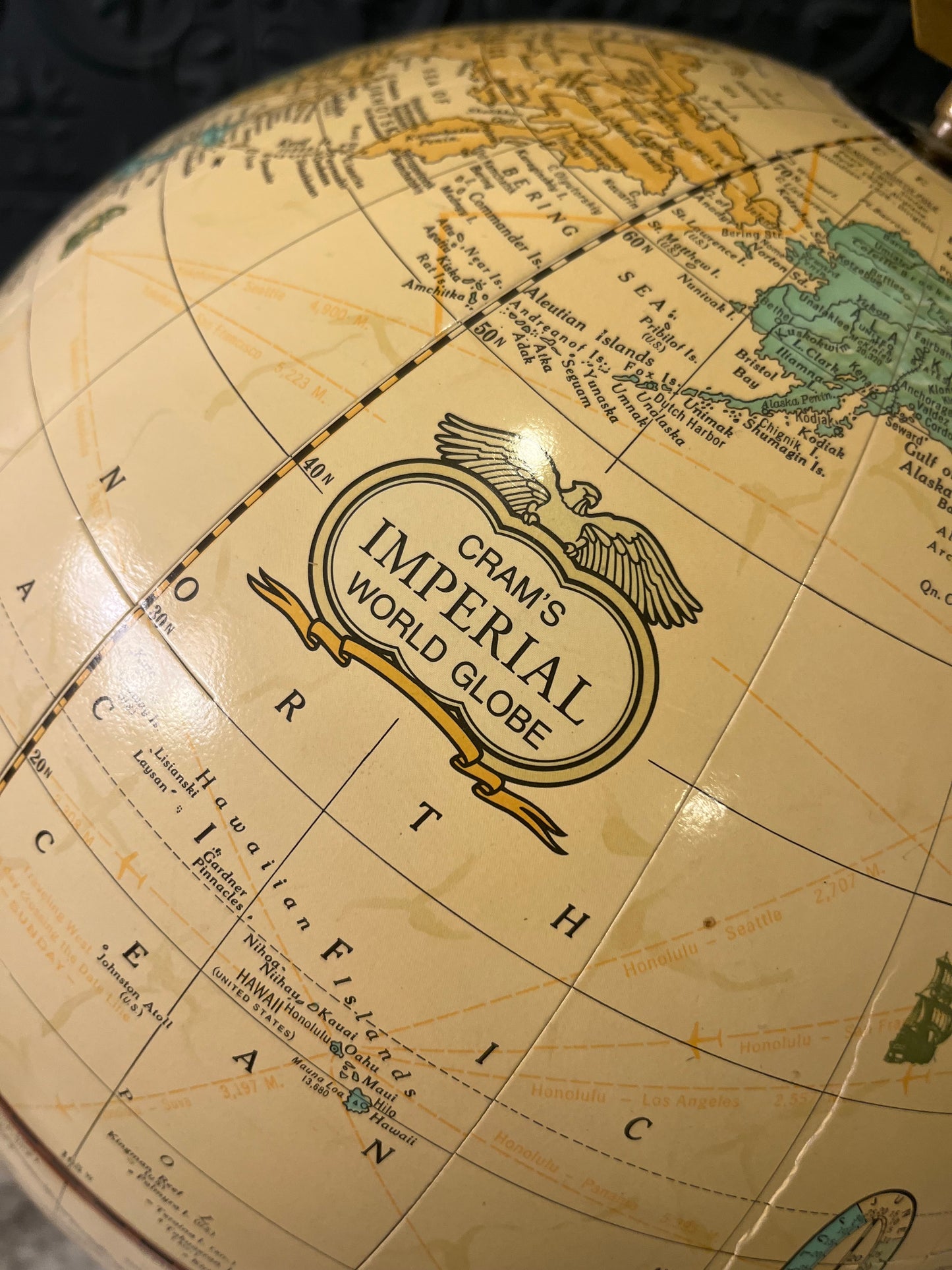 Crams Imperial World Globe with Metal Base Tan