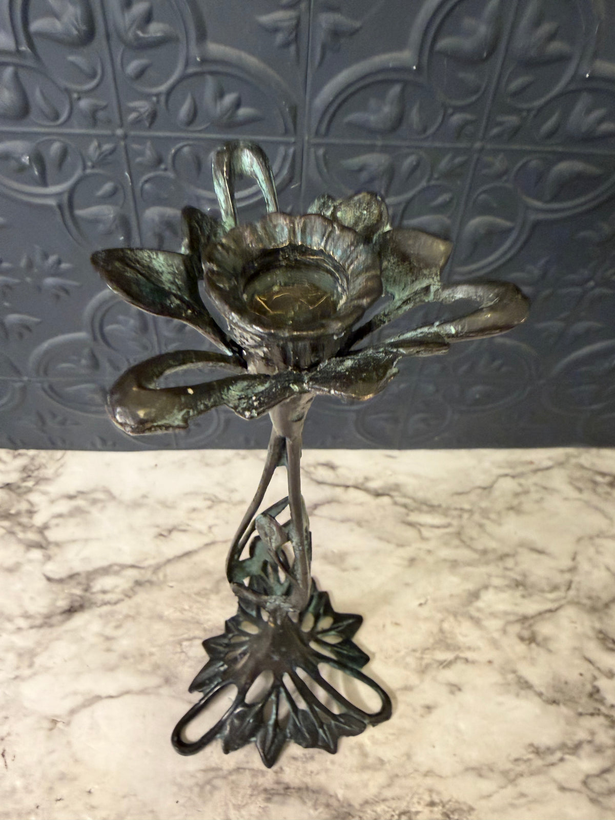 ARt Nouveau Candle Stick 11.5" Tall
