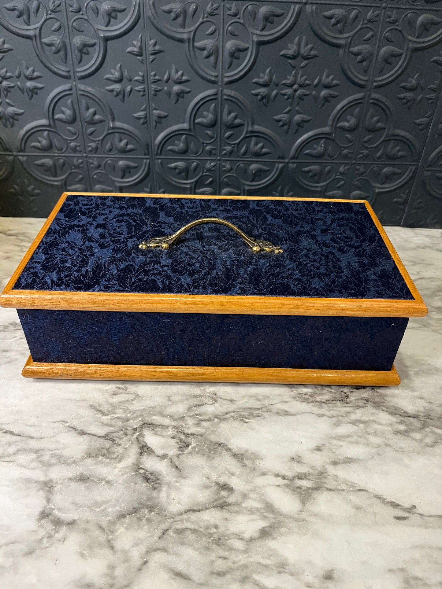 Blue Fabric Jewelry Box