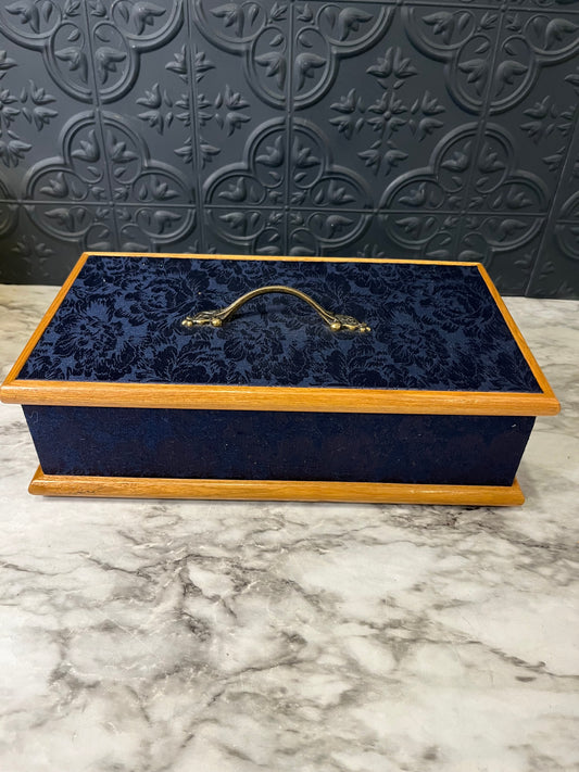 Blue Fabric Jewelry Box