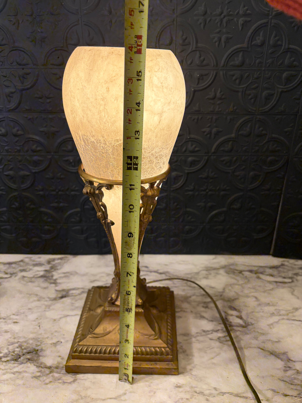 Gold Tone Torchiere Table Lamp