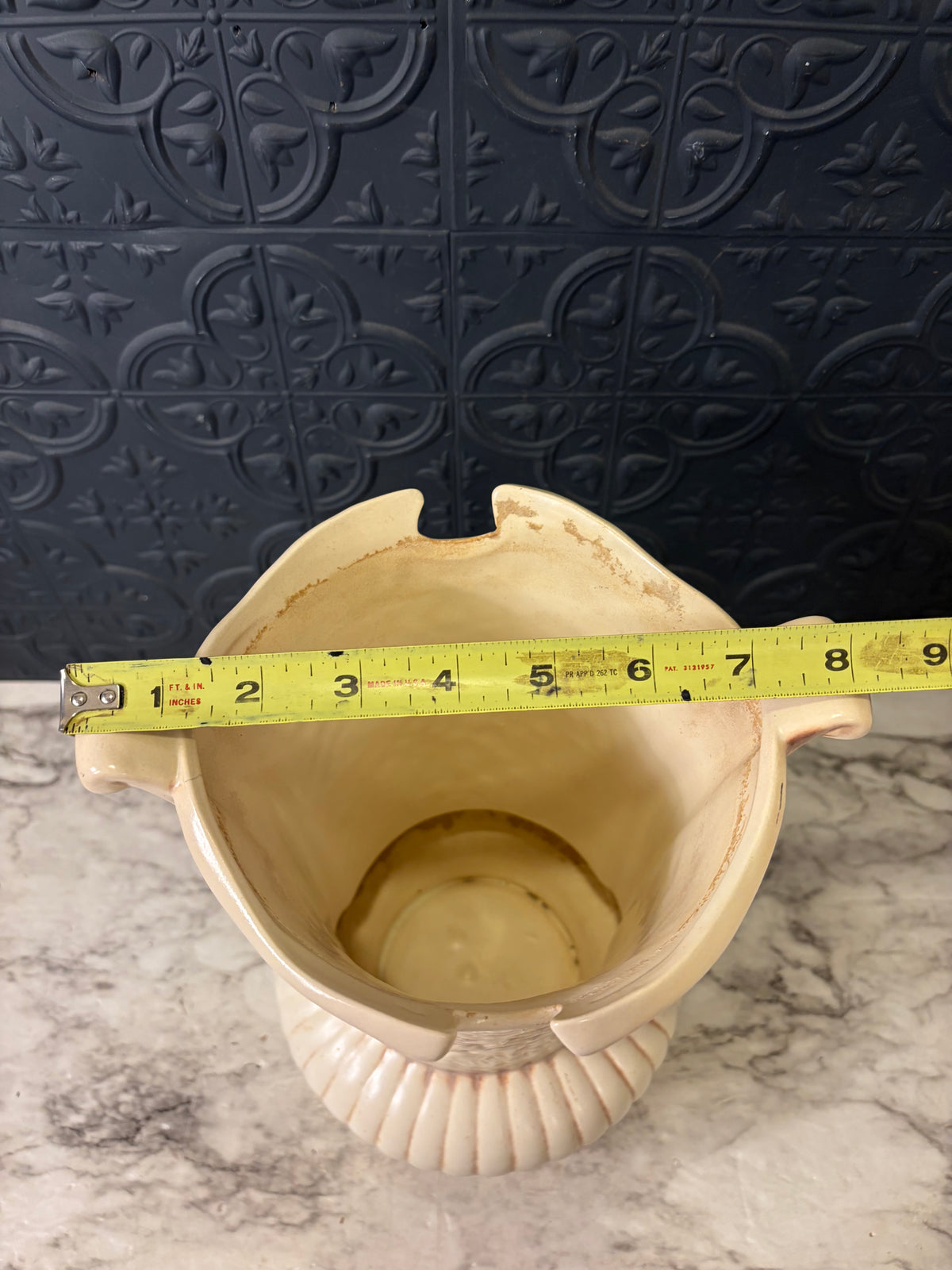Ivory Planter with Embossed Flower design