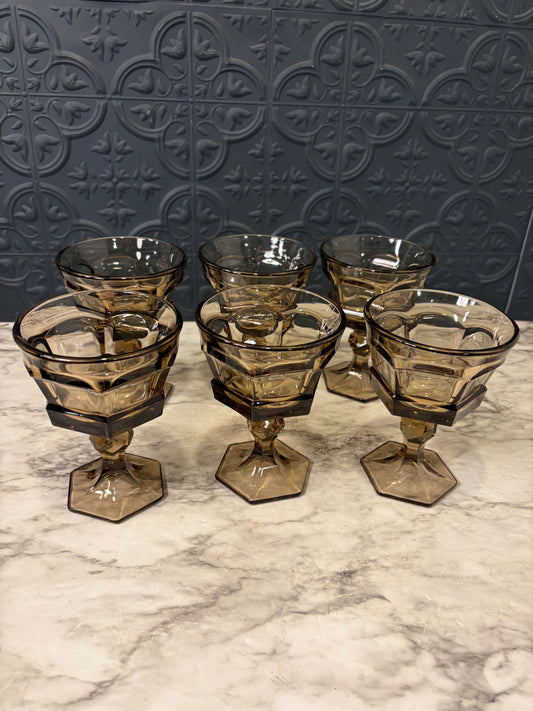 Fostoria Virgina Brown Set 6 Glasses