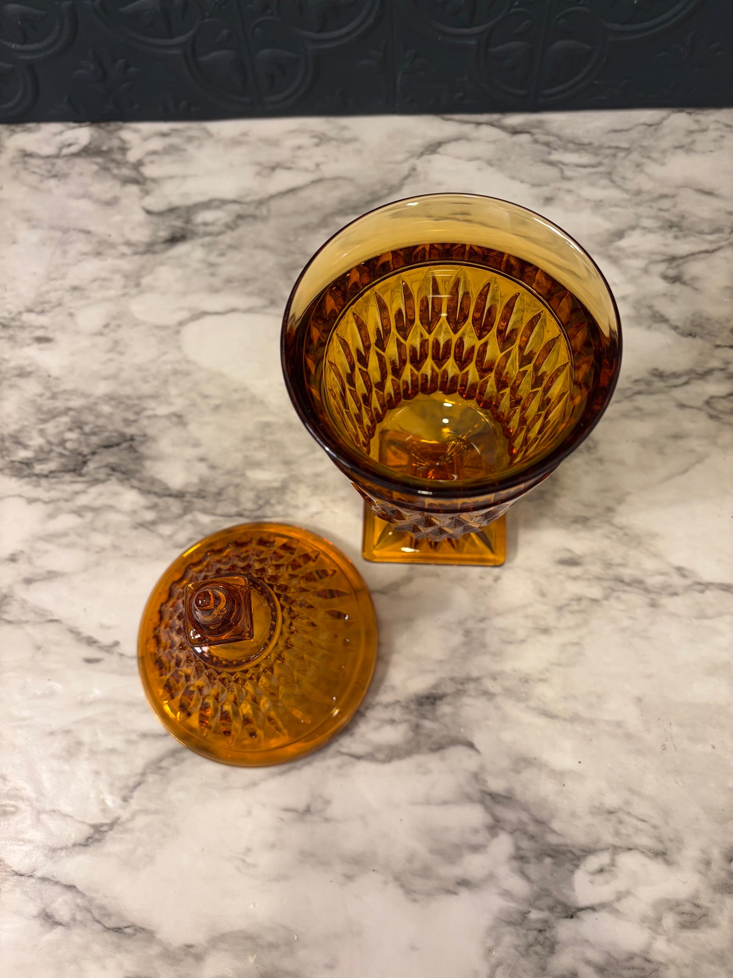 Indiana Glass Amber Mount Vernon Candy Dish
