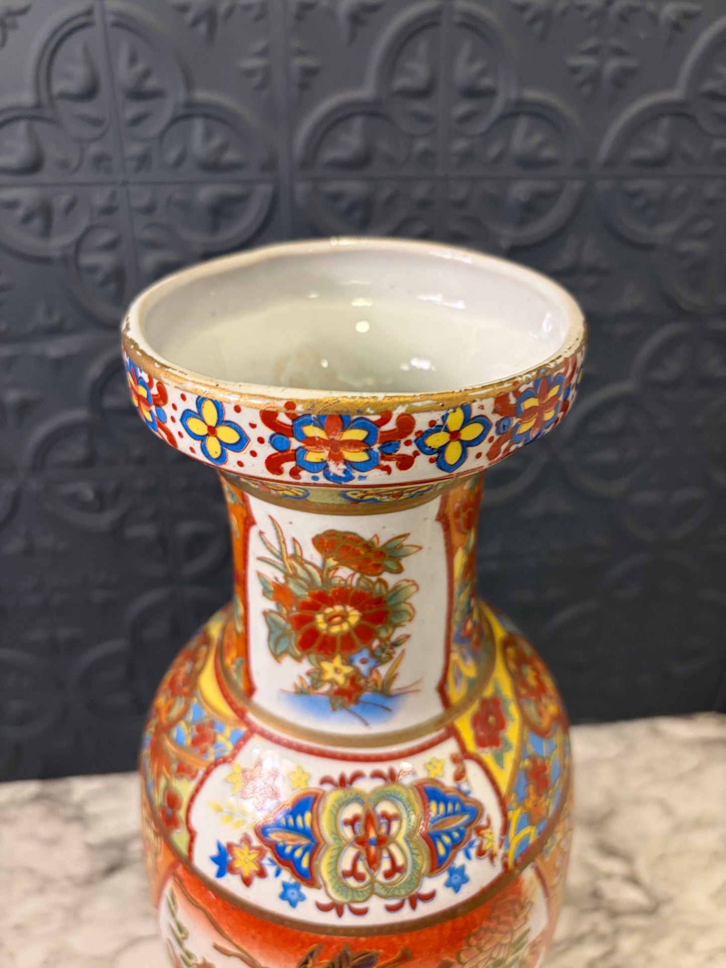 Chinese Porcelain Vase Orange and Red