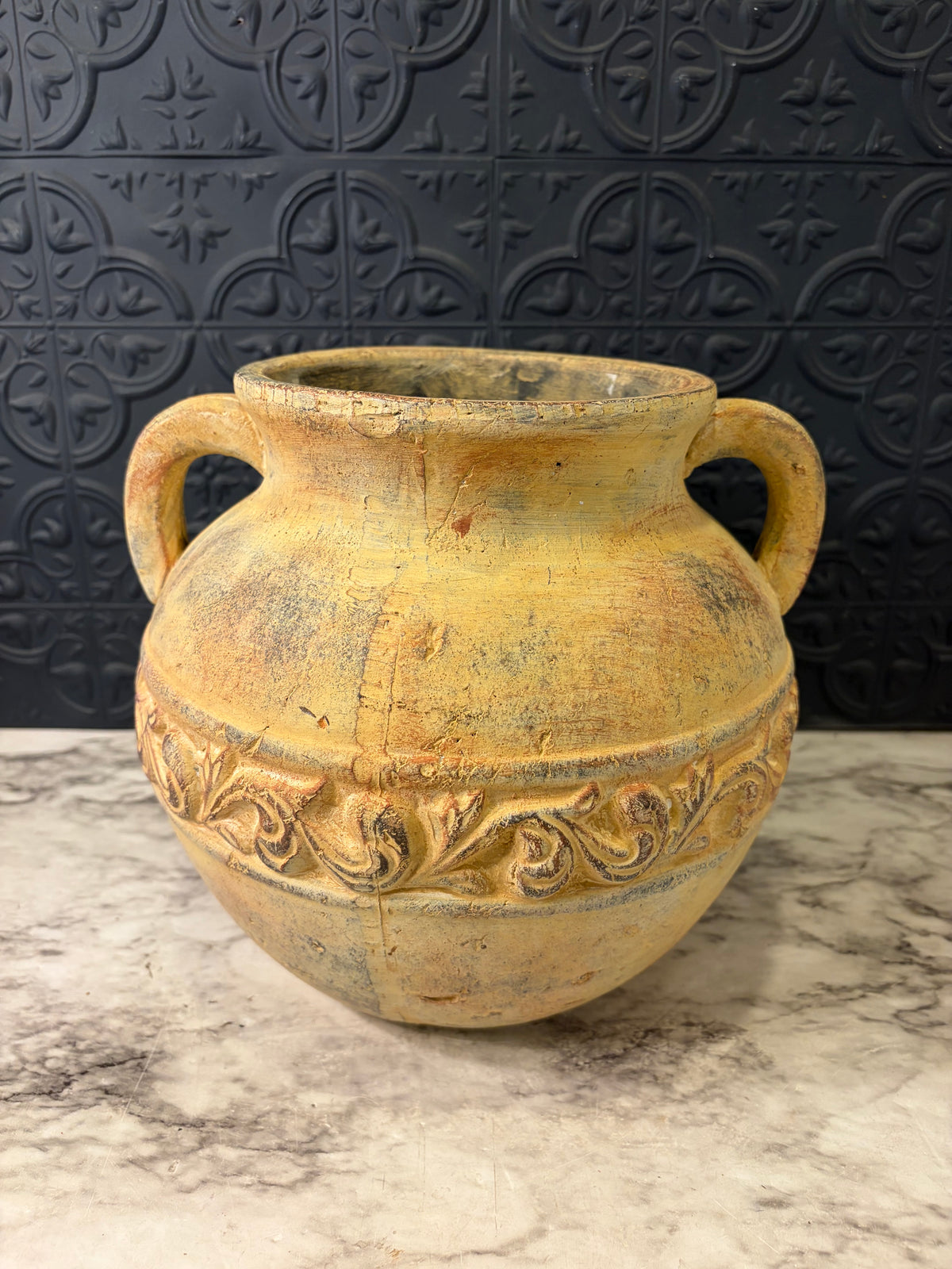 Two  Handled Tan Pottery Jug