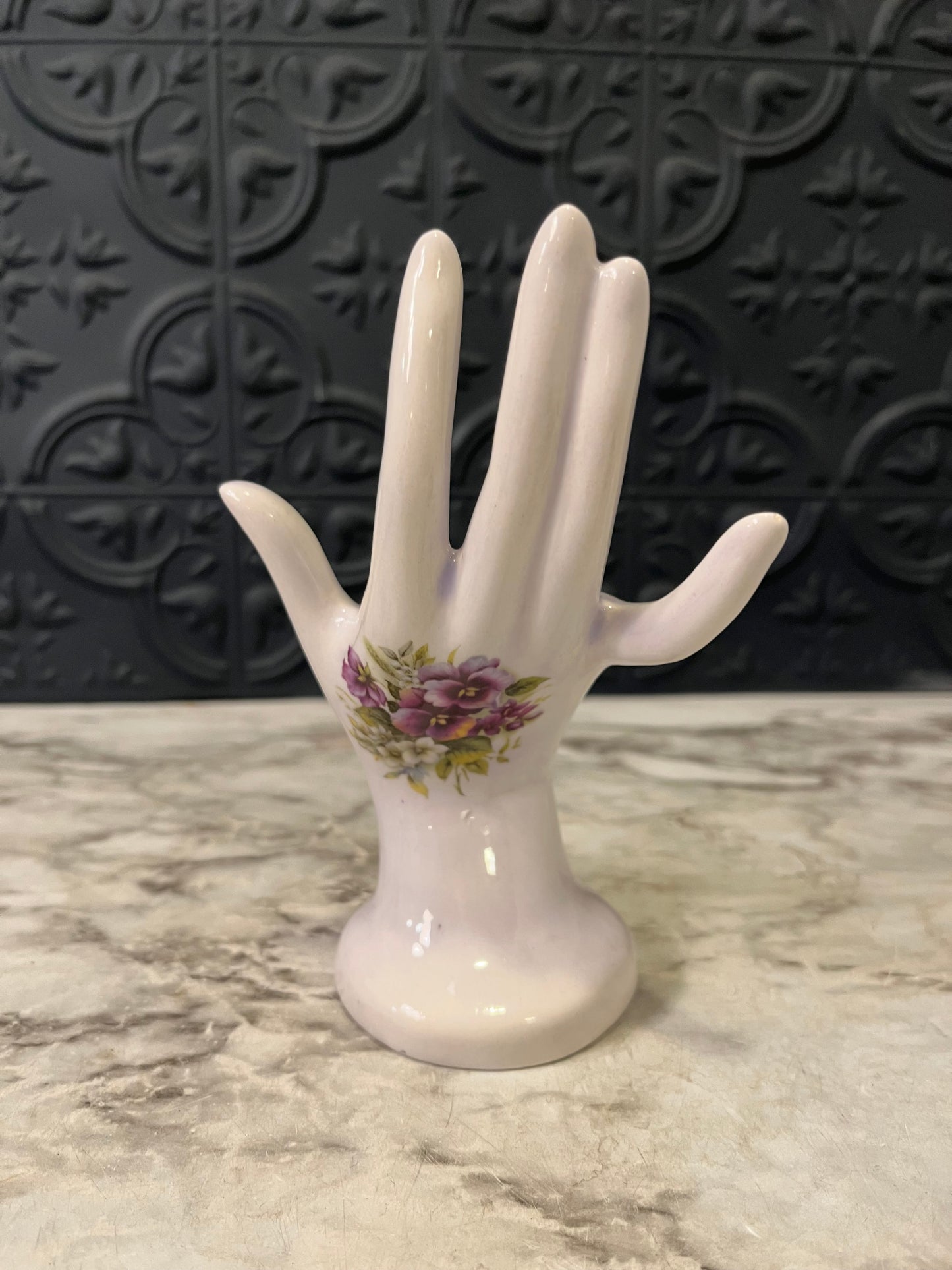 Porcelain Hand with Purple flowers