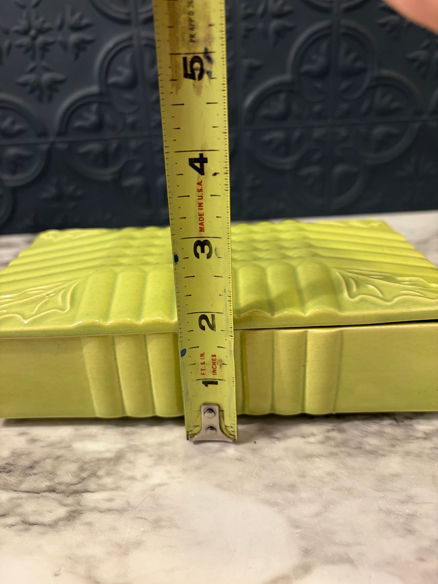 Lime Green California Pottery Box with Lid