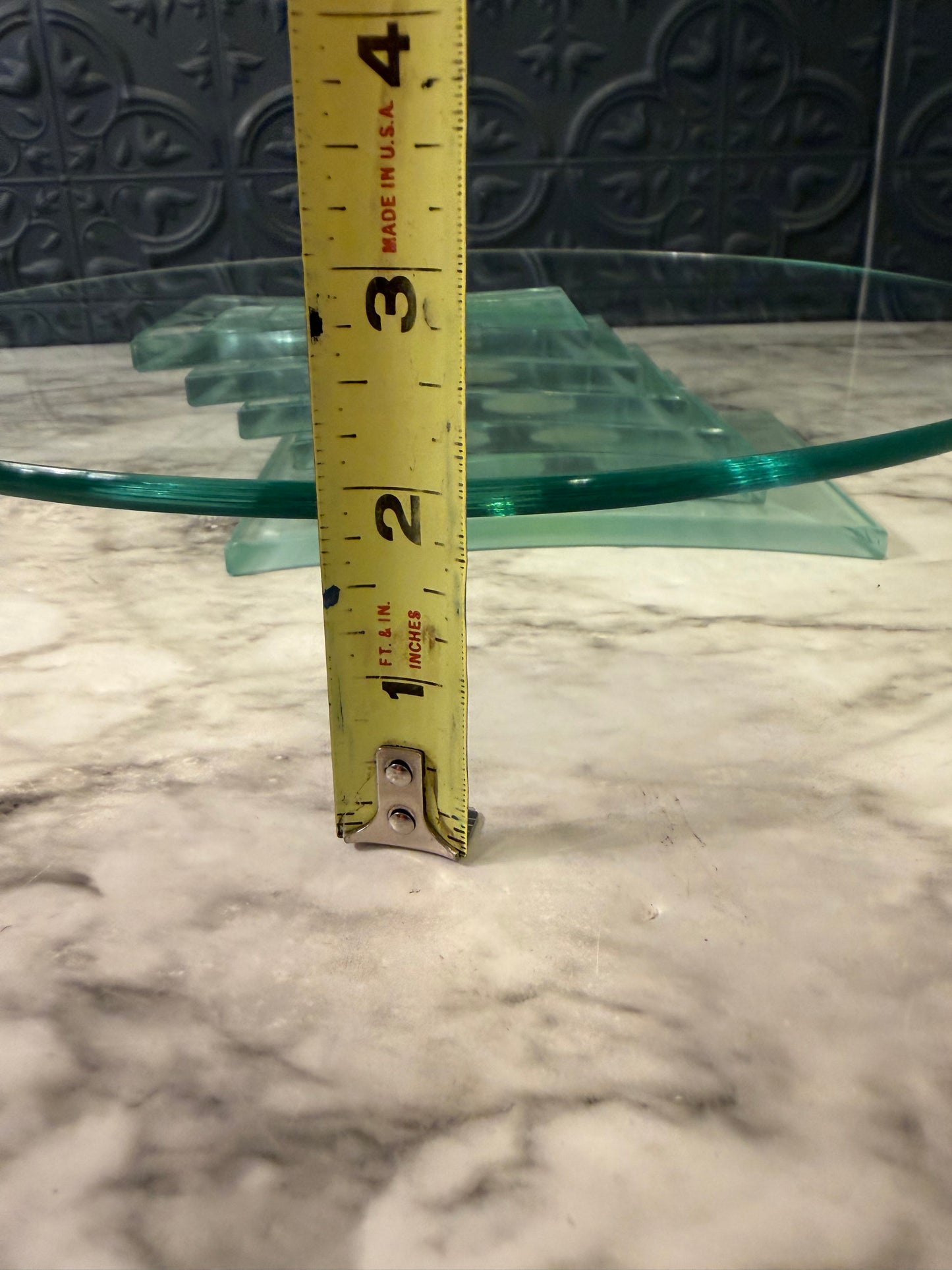 Partylite Aqua Stacked Glass Cake Stand