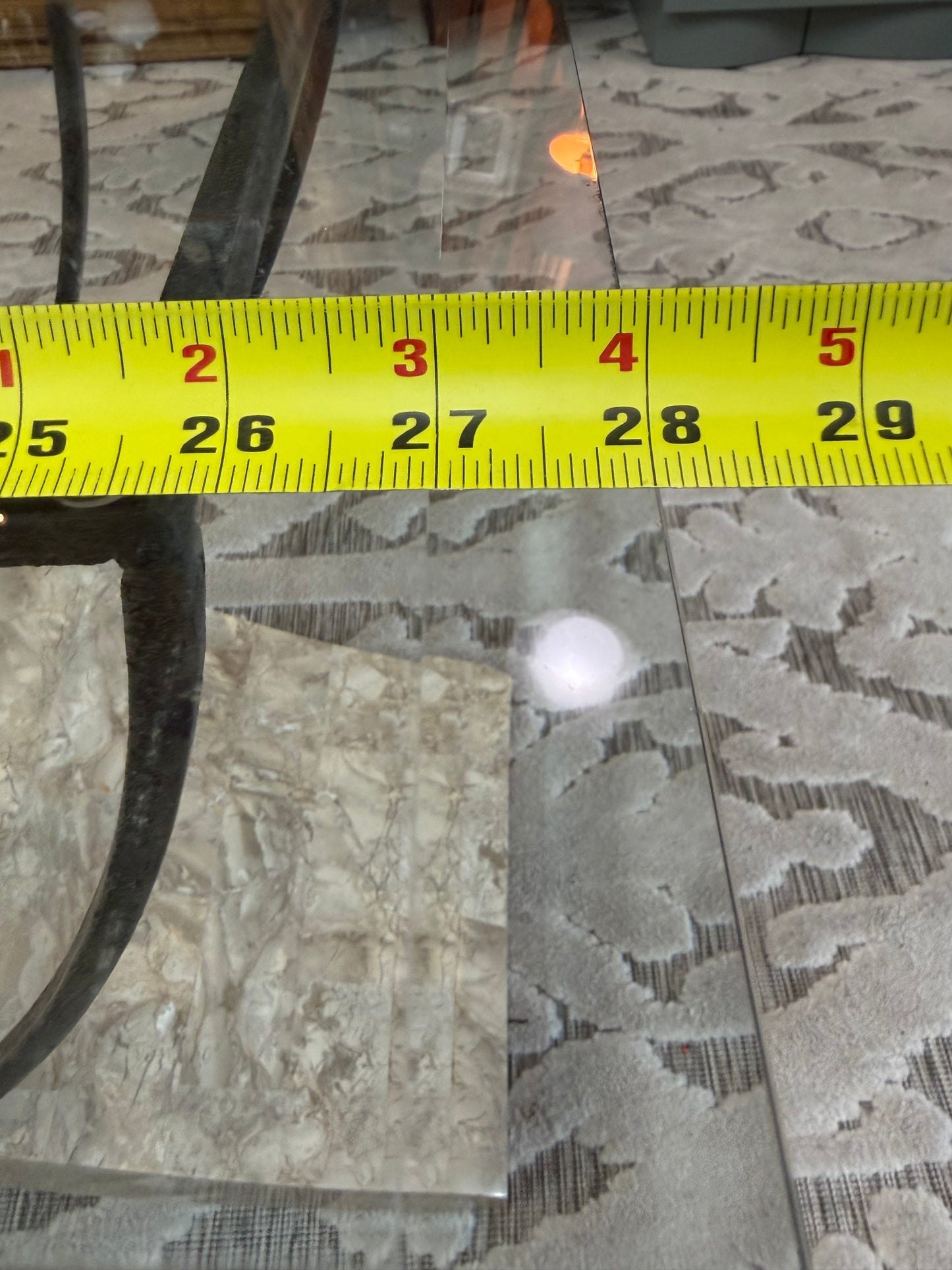 Stone, Wrought Iron and Glass Side Table