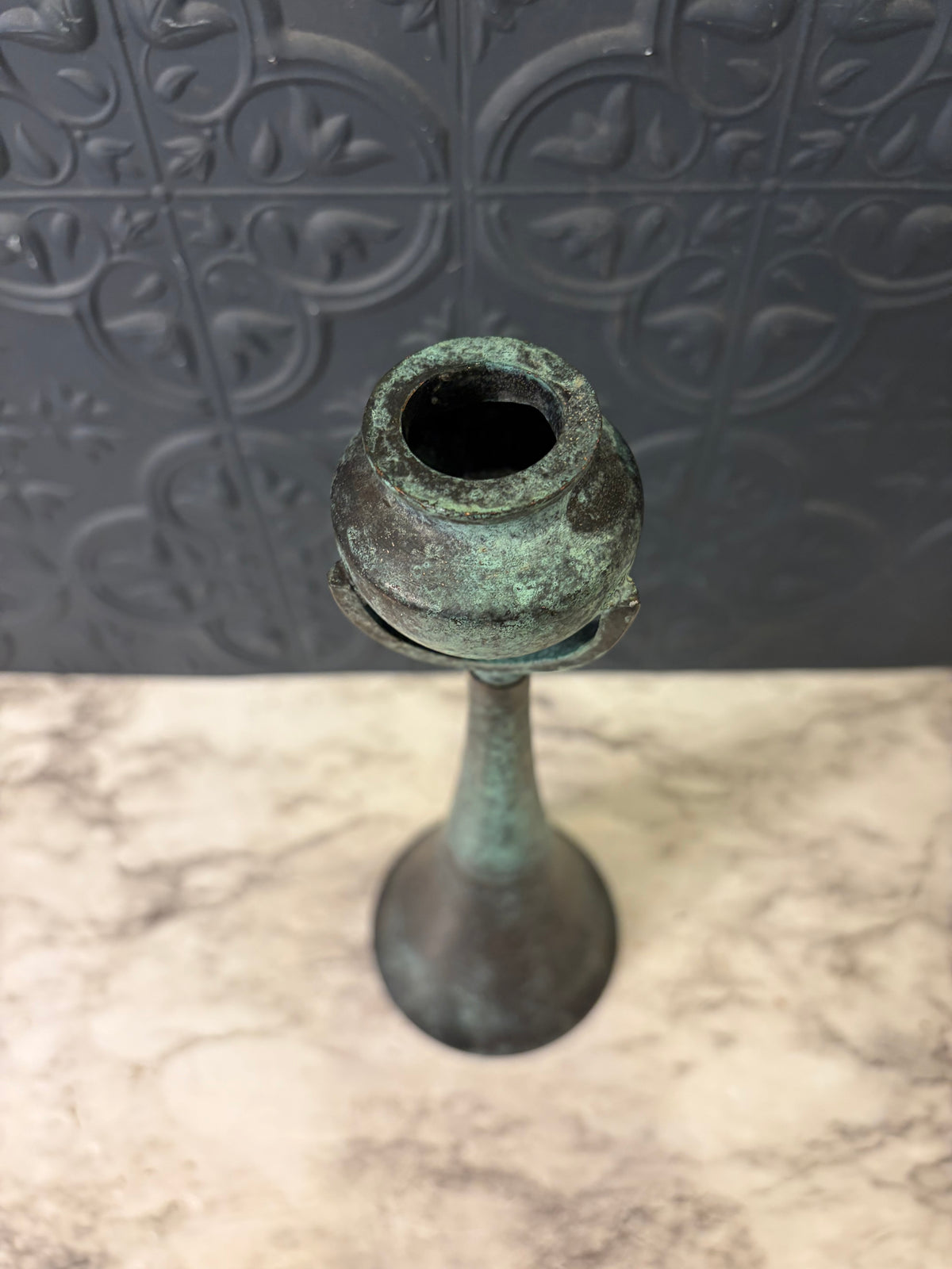 Patina Art Nouveau Candle Holder 10.75"