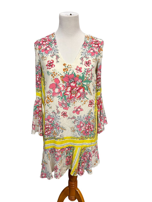 Moulinette Soeurs Anthropologie Womens Floral Print Dress Size 6 With V-Neck & Bell Sleeves