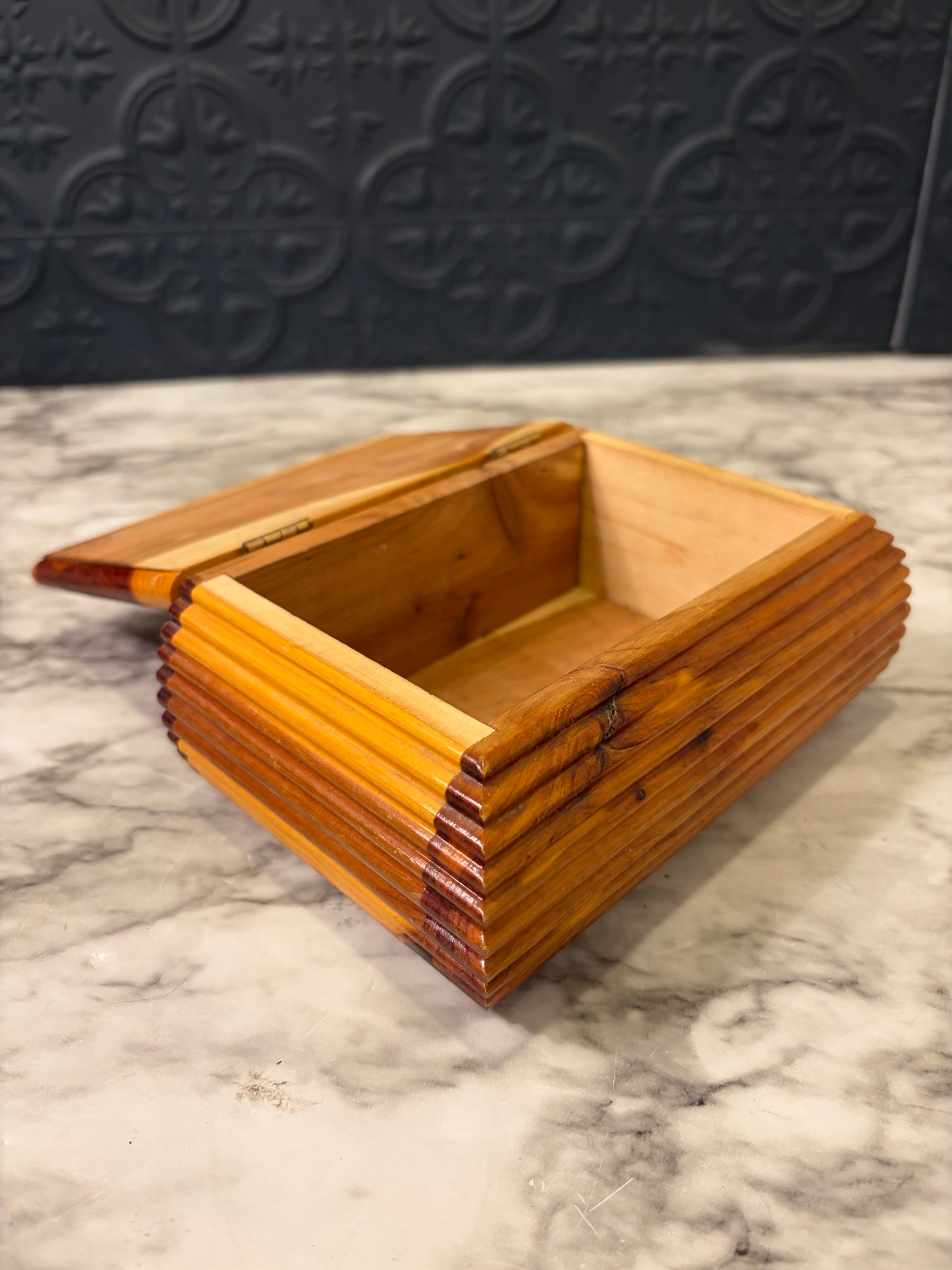 Wood Box with Ribbed Sides