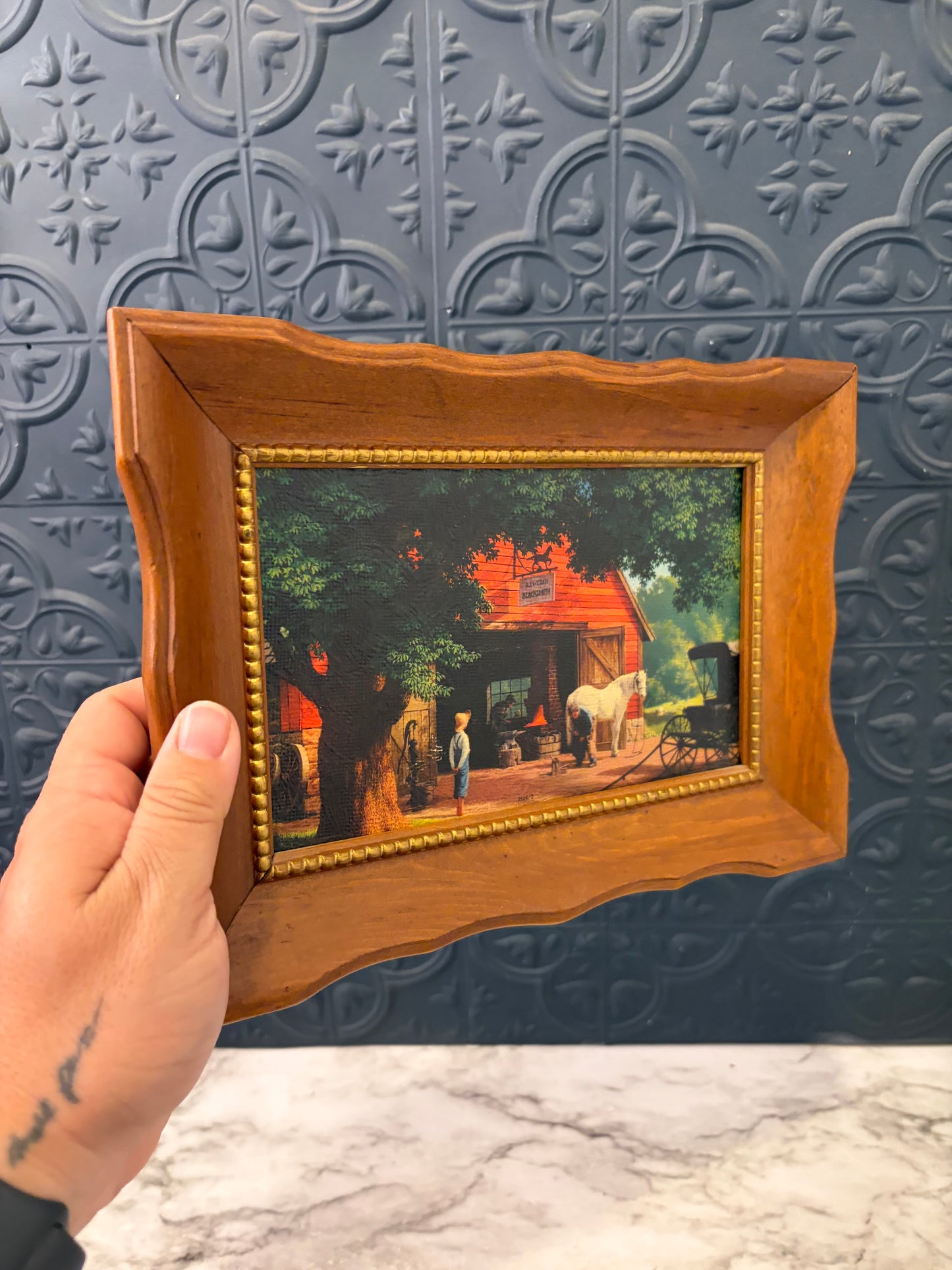 Horse and Buggy Days Textured Print Framed