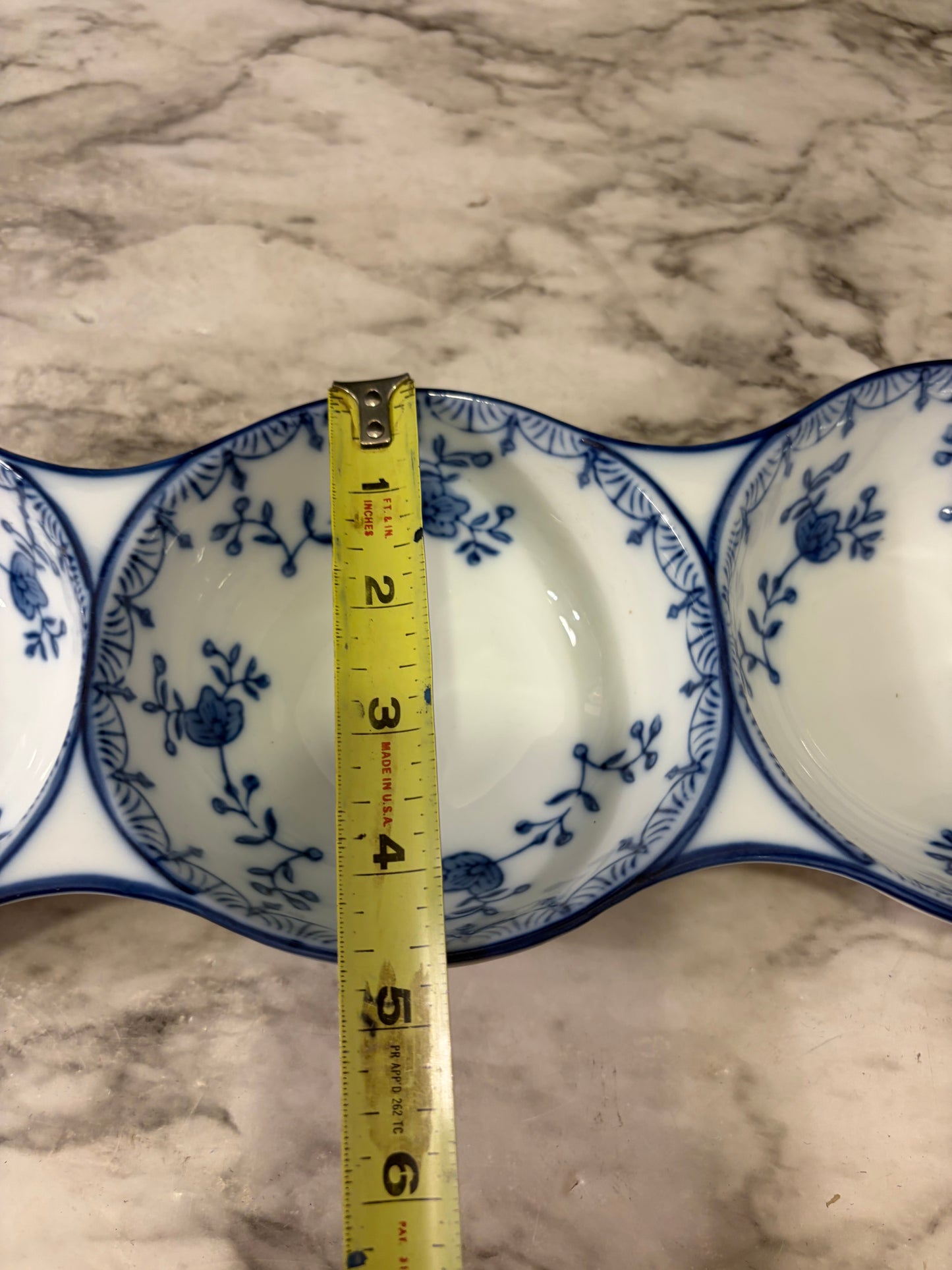 Triple Blue and White Serving Bowls