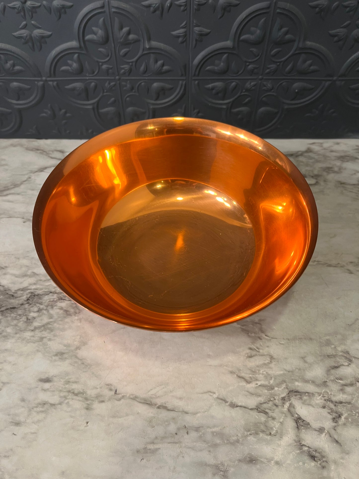 Copper Pedestal Bowl with Brass Base