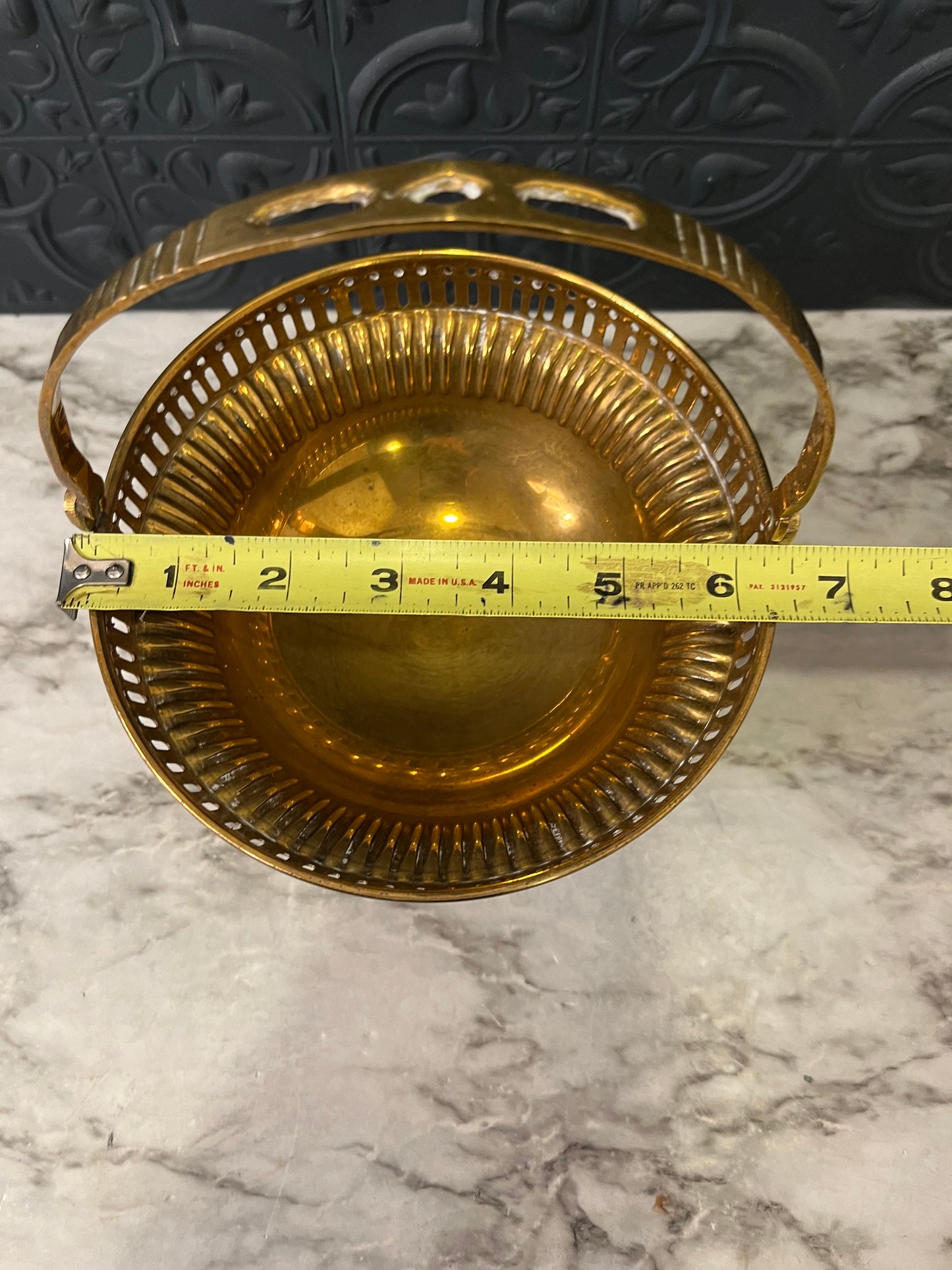 Brass Pedestal Basket with Handle