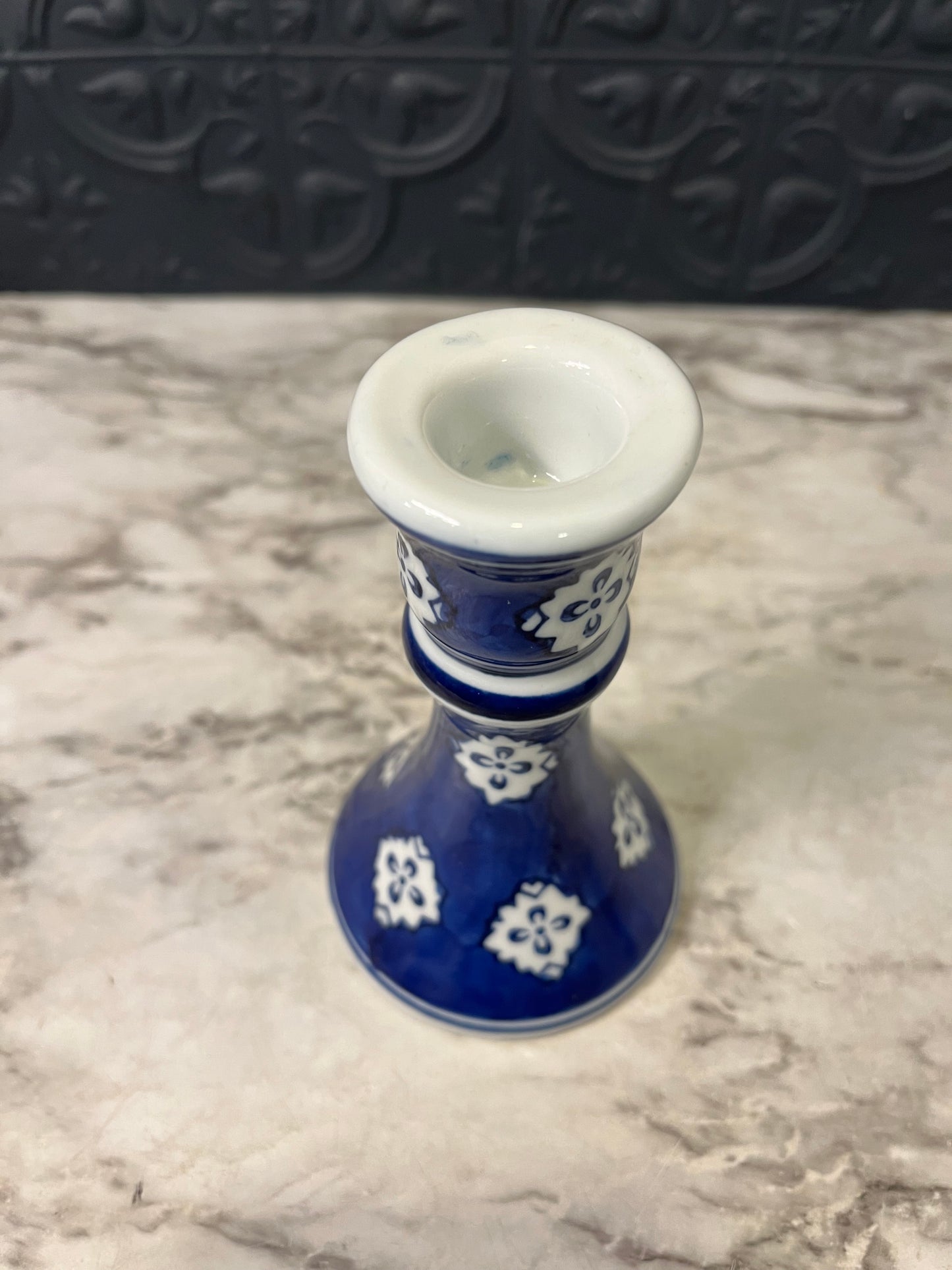 Silvestri Blue and White Candle holder 4.75"