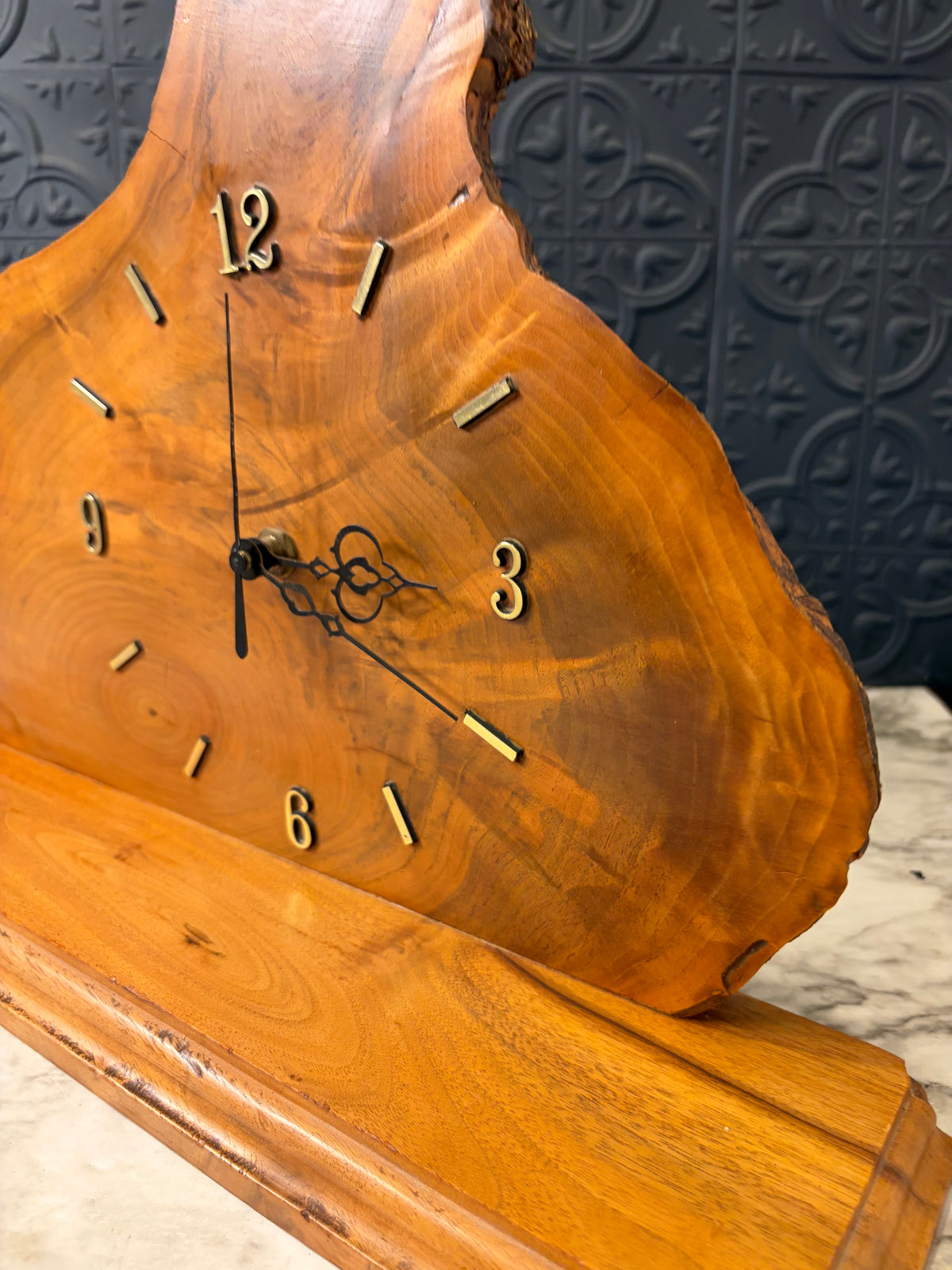 Wood Slab Tabletop Clock